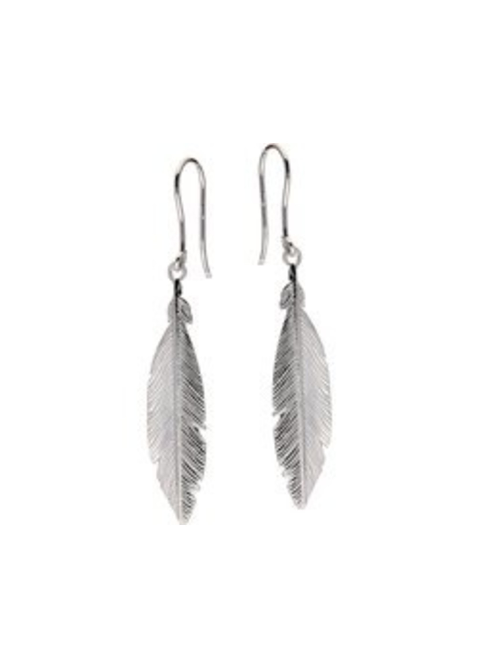 Cataleya jewels Oorhangers Franse Haak Veer Zilver Gerhodineerd