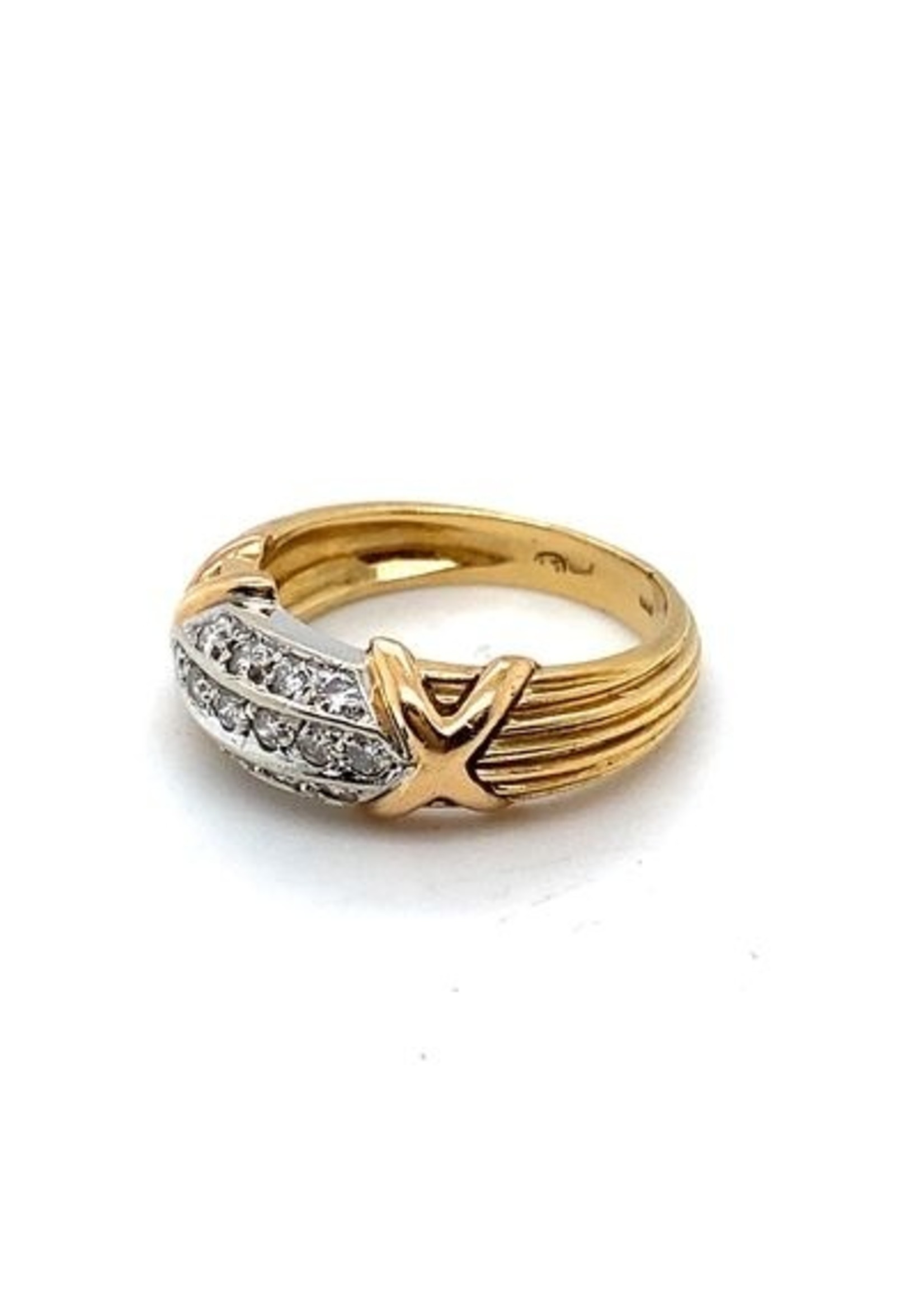 Vintage & Occasion Occasion 18kt gouden ring met  0.14 ct diamant