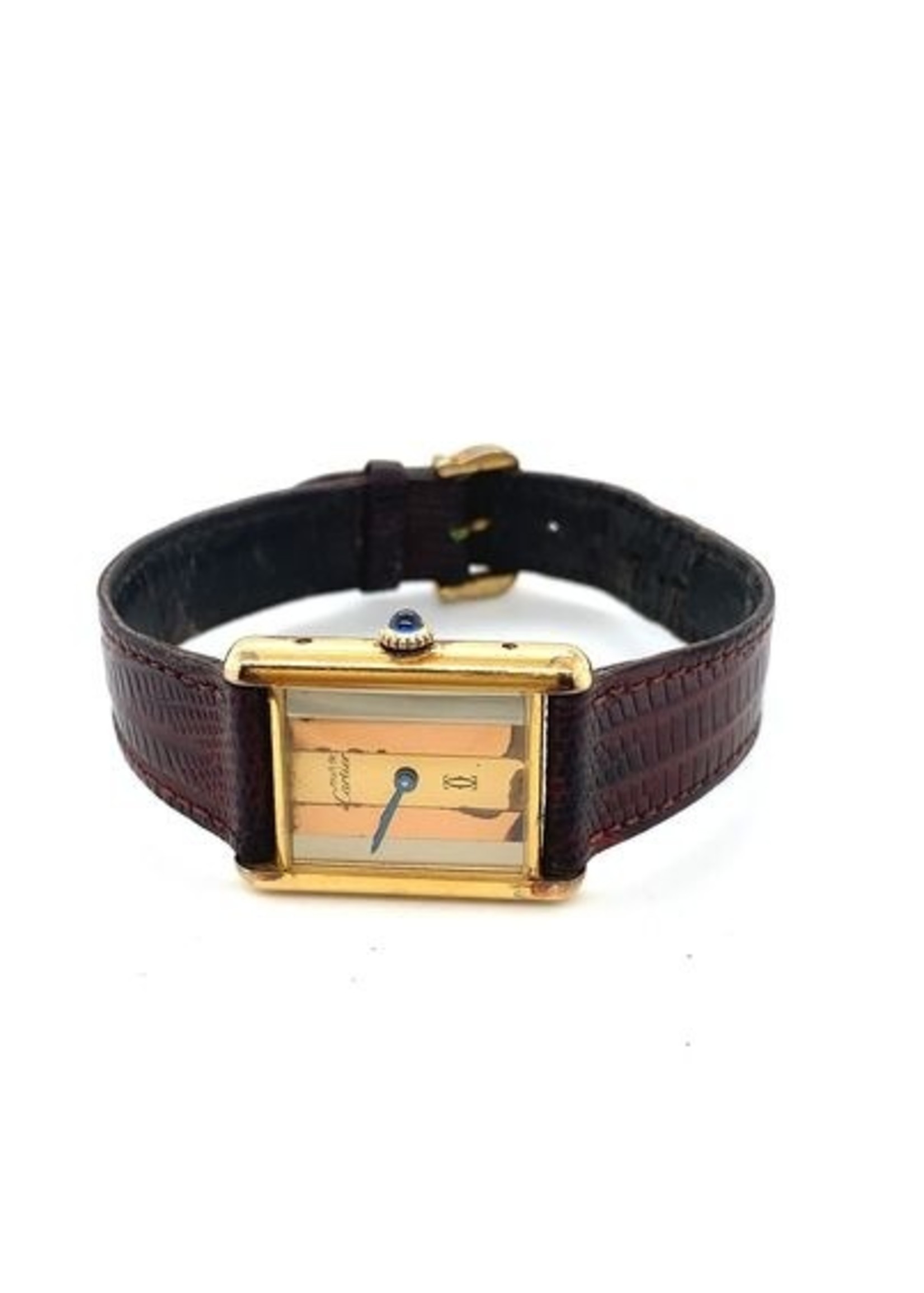 Vintage & Occasion Occasion gouden Cartier Tank Vermeil heren polshorloge