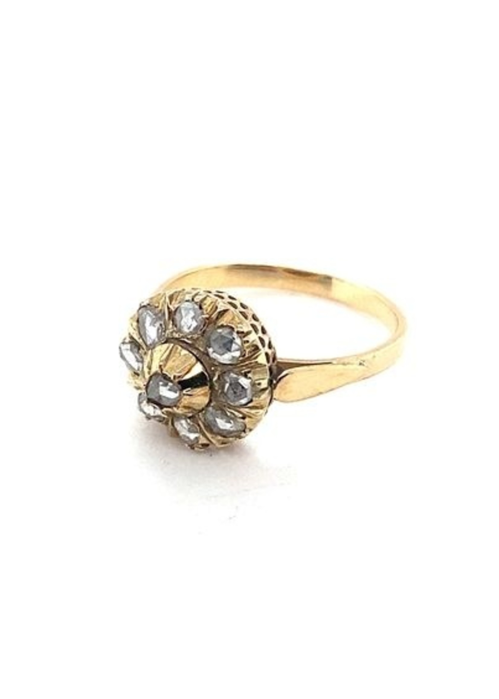 Vintage & Occasion Occasion gouden ring bezet met 9 roosdiamanten - maat 15.75