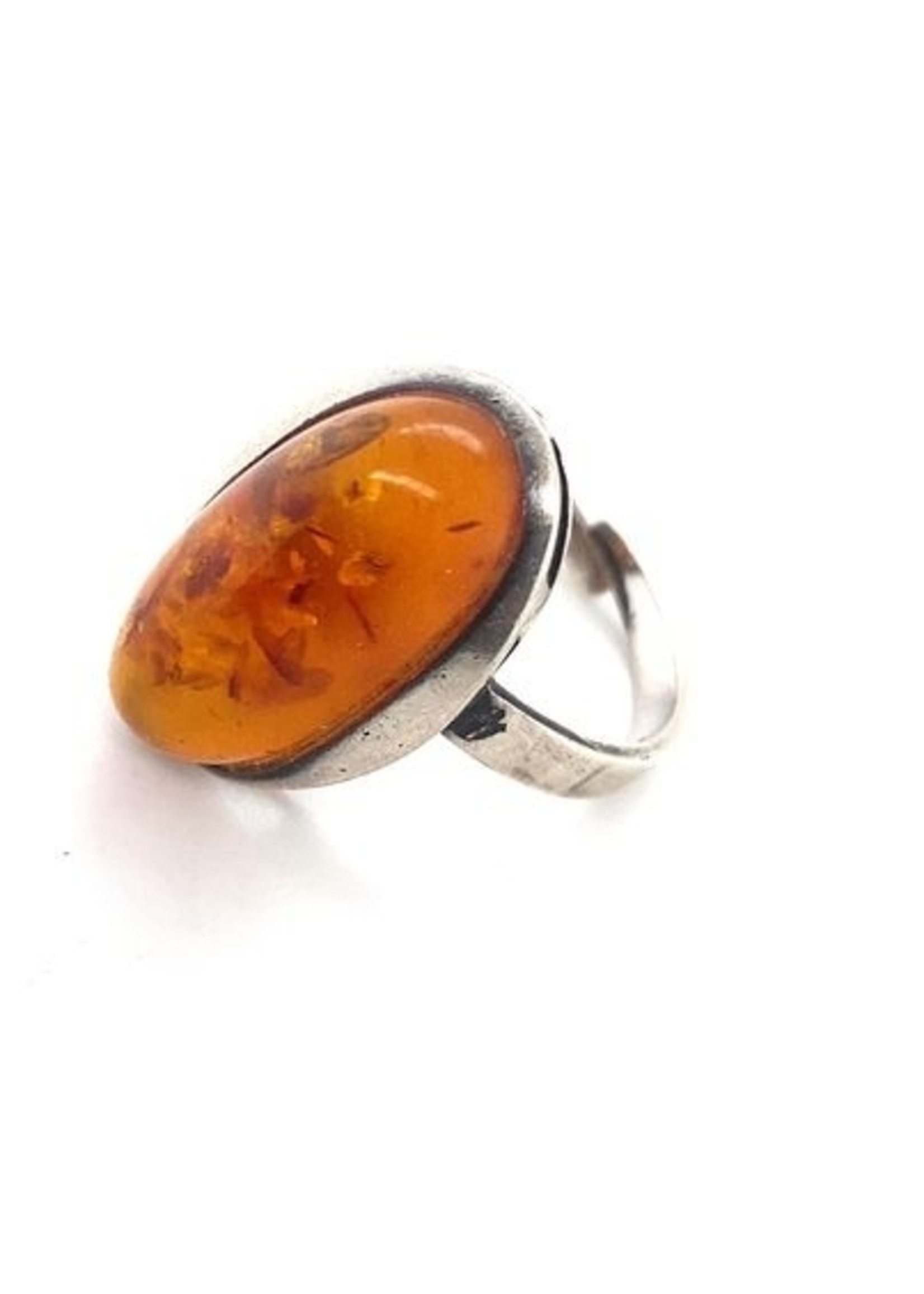 Vintage & Occasion Occasion zilveren ring barnsteen