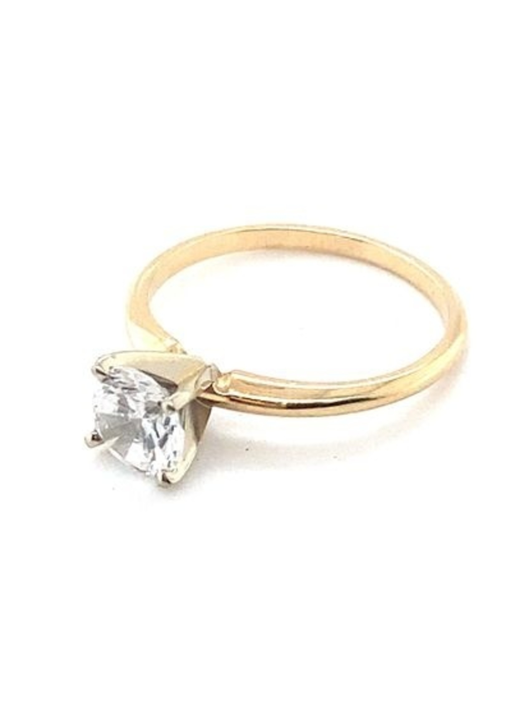 Vintage & Occasion Occasion 14k gouden solitairring met zirkonia 6.5mm