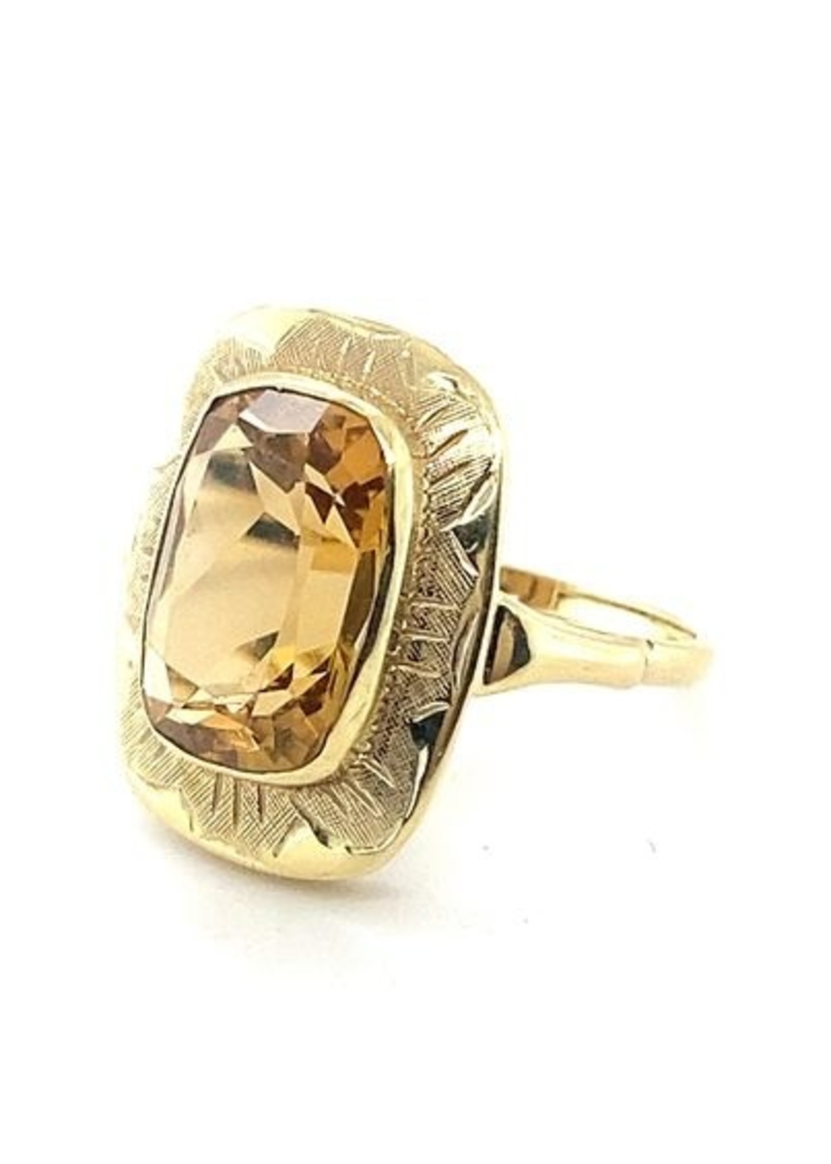 Vintage & Occasion Occasion gouden ring met citrien