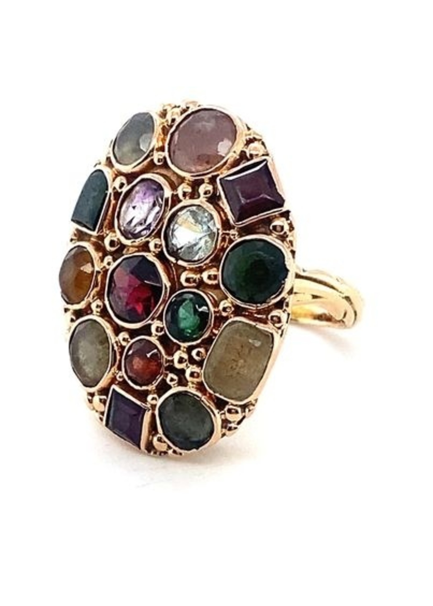 Vintage & Occasion Occasion gouden ring met chakra edelstenen