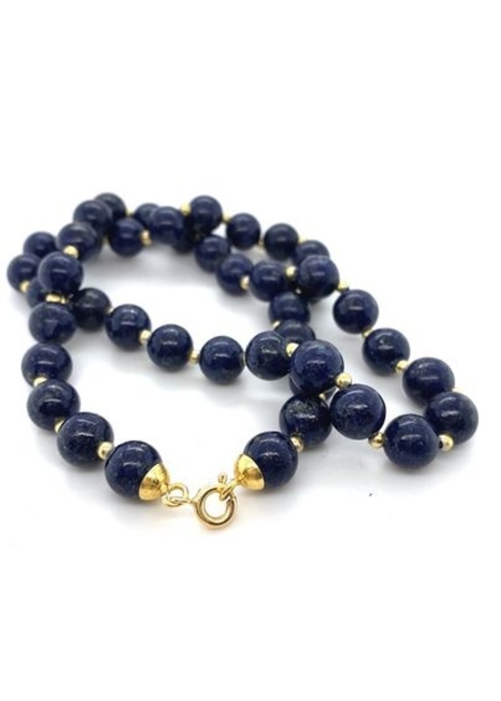 Vintage & Occasion Occasion Lapis Lazuli collier met gouden bolletjes