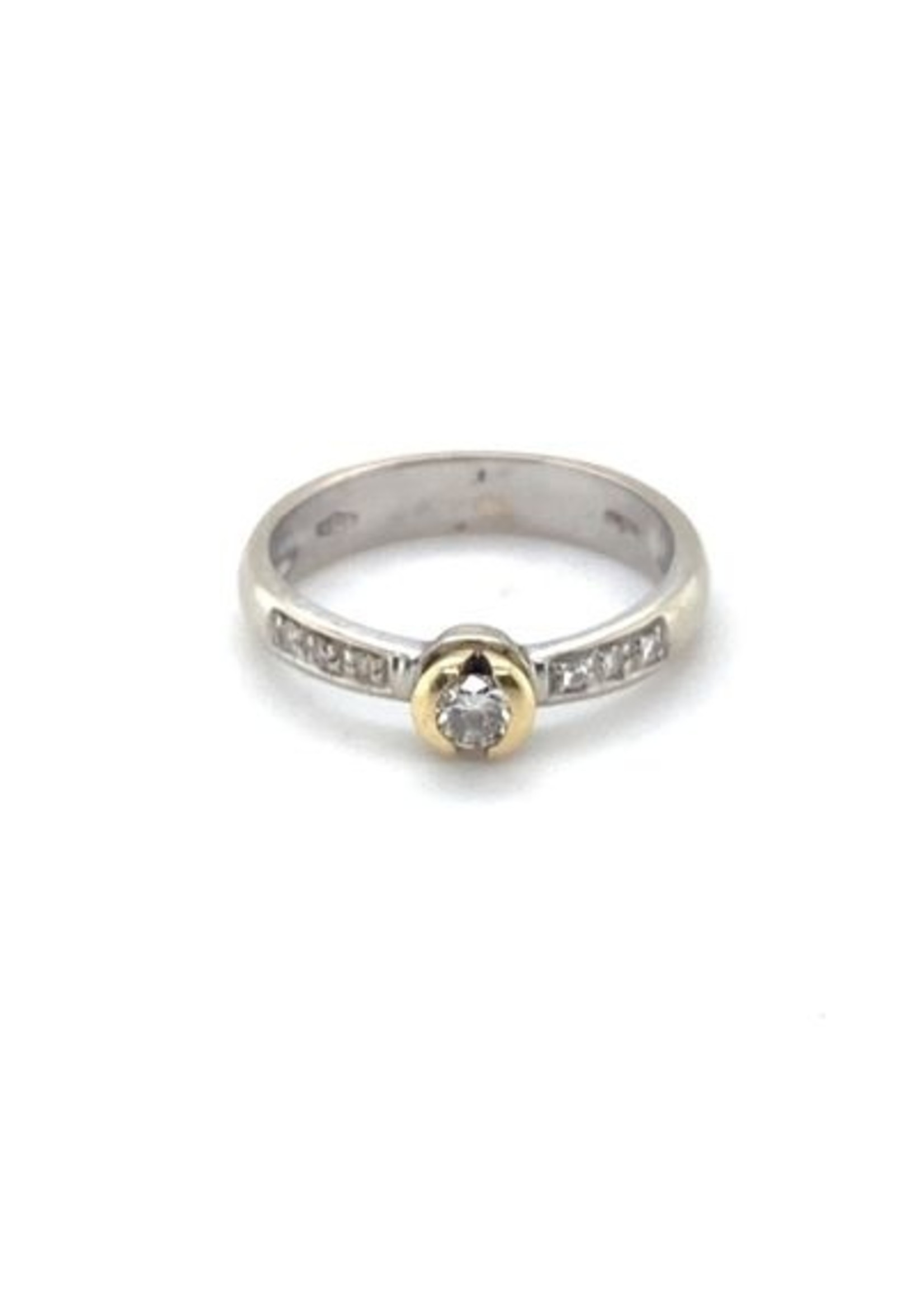 Vintage & Occasion Occasion bicolor gouden ring met 0.25ct diamant