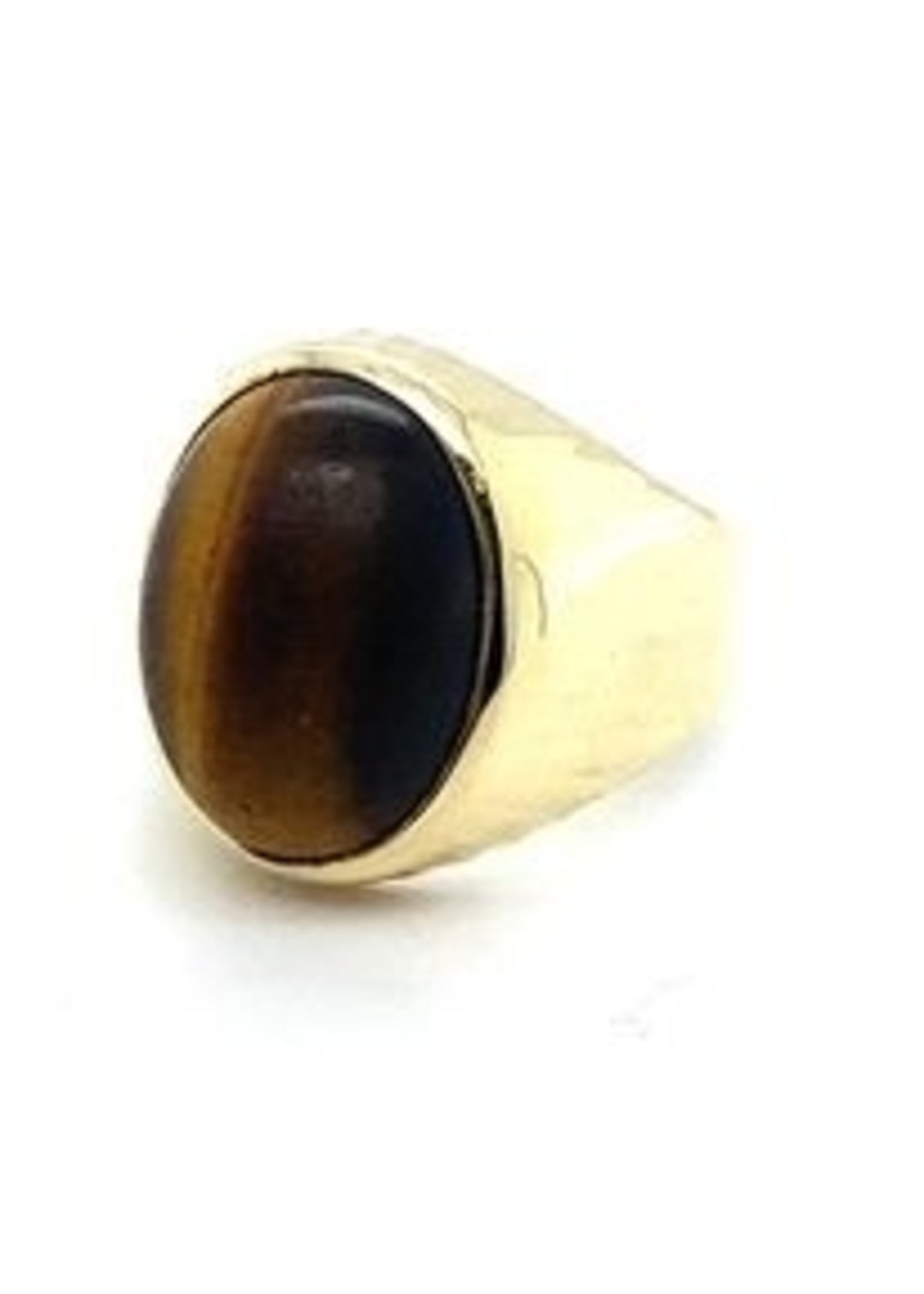Vintage & Occasion Occasion herenring met tijgeroog - maat 17