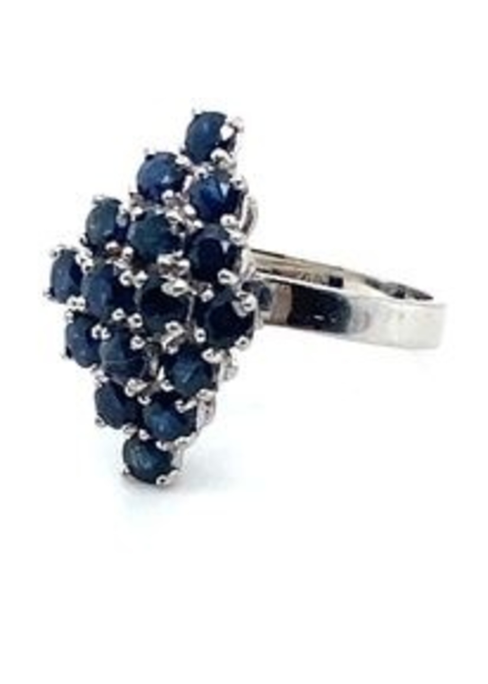 Vintage & Occasion Occasion witgouden ring met 16 blauwe saffieren