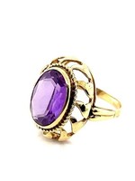 Vintage & Occasion Occasion gouden ring met mooie paarse amethist edelsteen