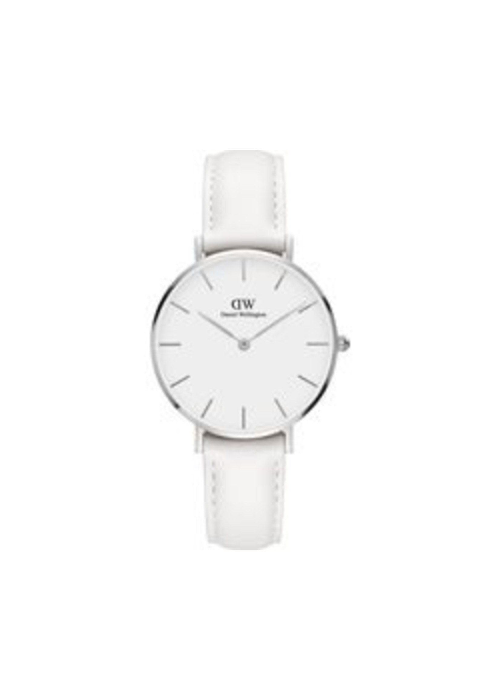 Vintage & Occasion Daniel Wellington Petite Silver Bondi White DW00100190 - Horloge - 32mm - Leer - Zilver