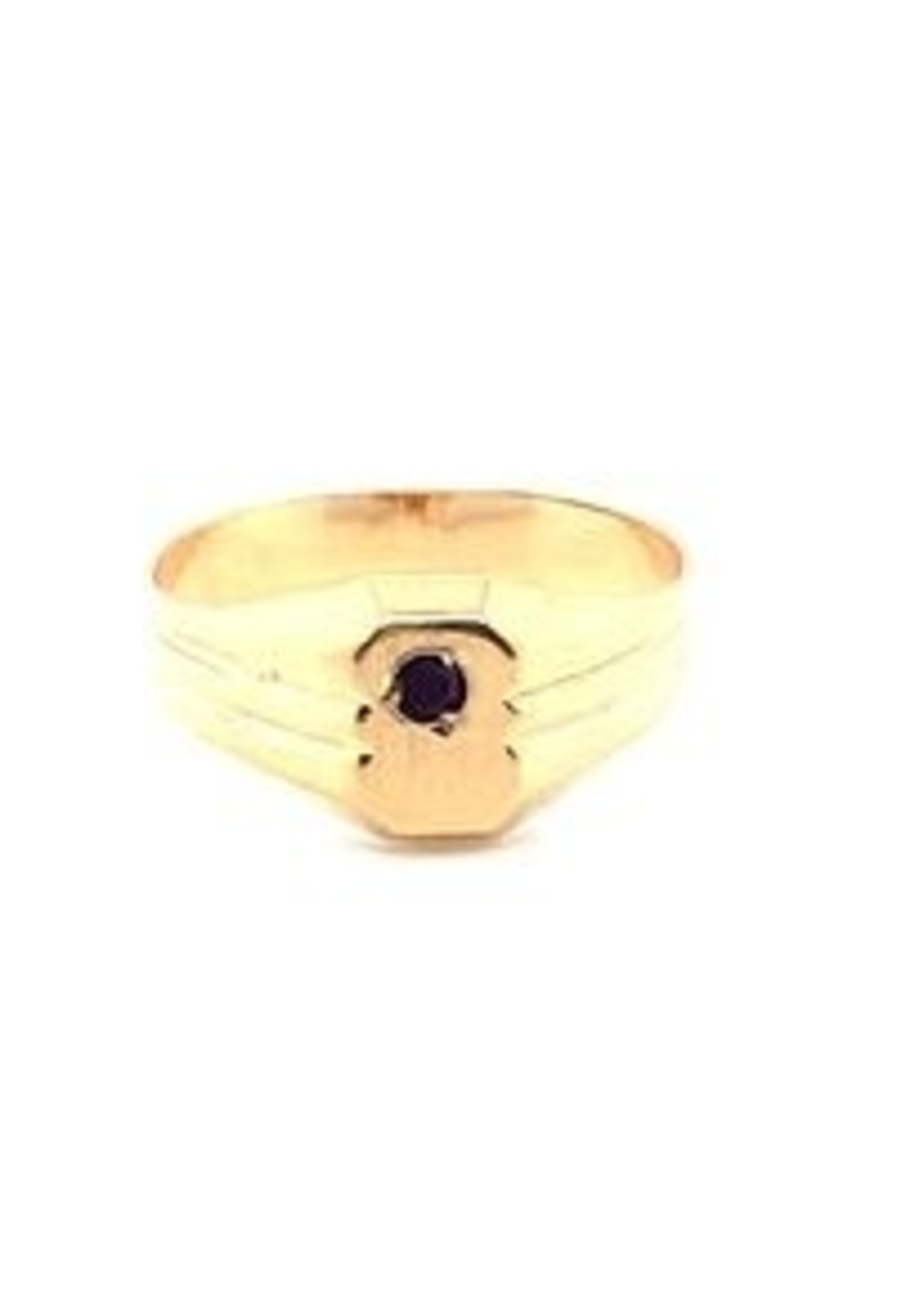 Vintage & Occasion Occasion 18k gouden zegelring met een granaatje