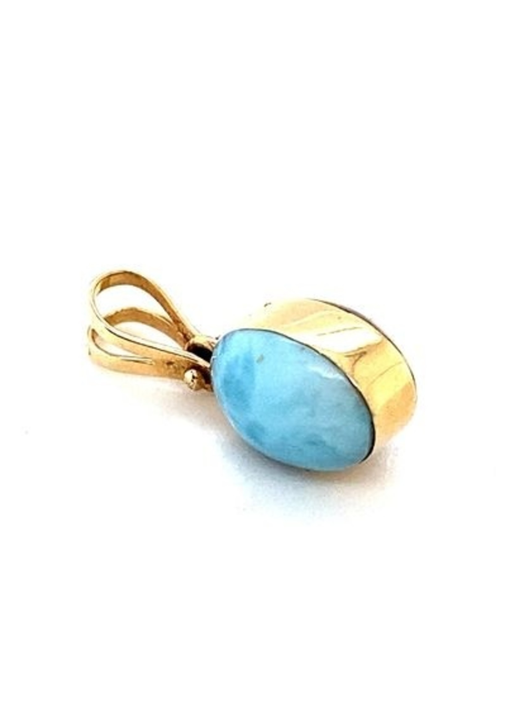 Vintage & Occasion Occasion gouden dubbelzijdige hanger met larimar en barnsteen