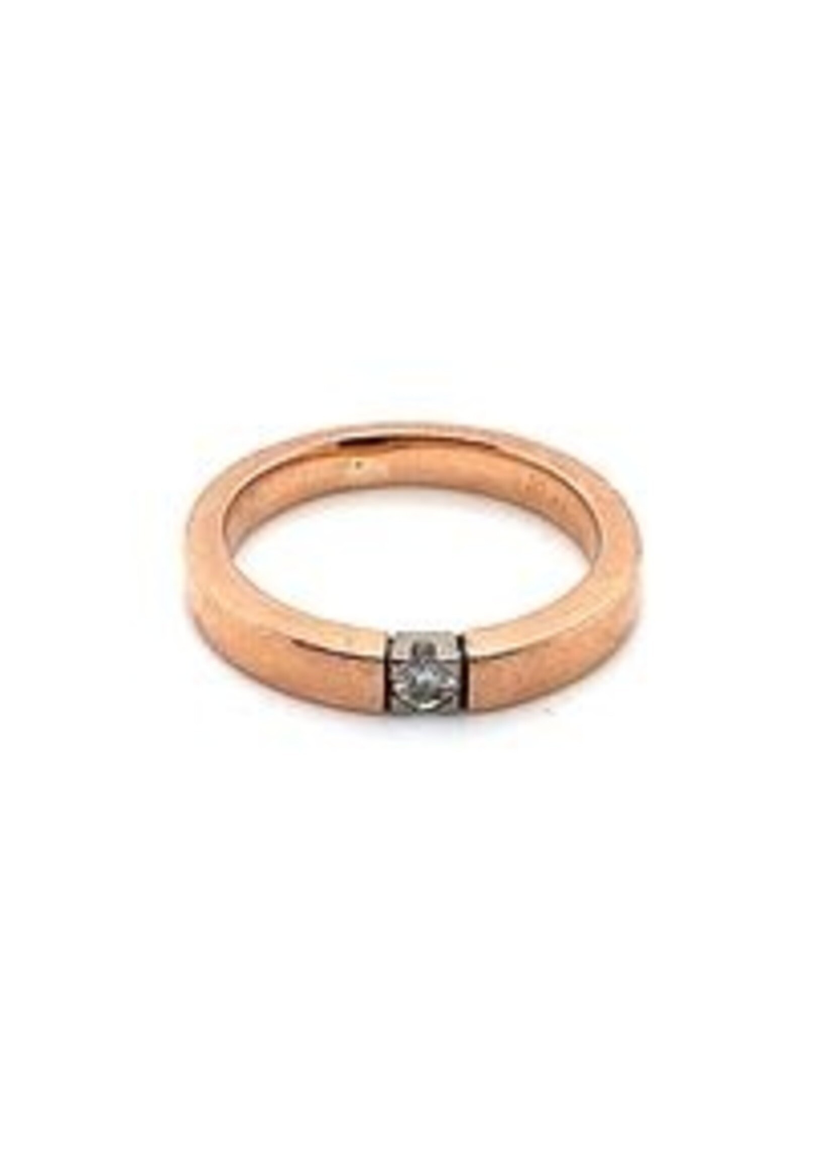 Vintage & Occasion Occasion roodgouden A.S. ring met diamant 0.05 in witgouden zetting