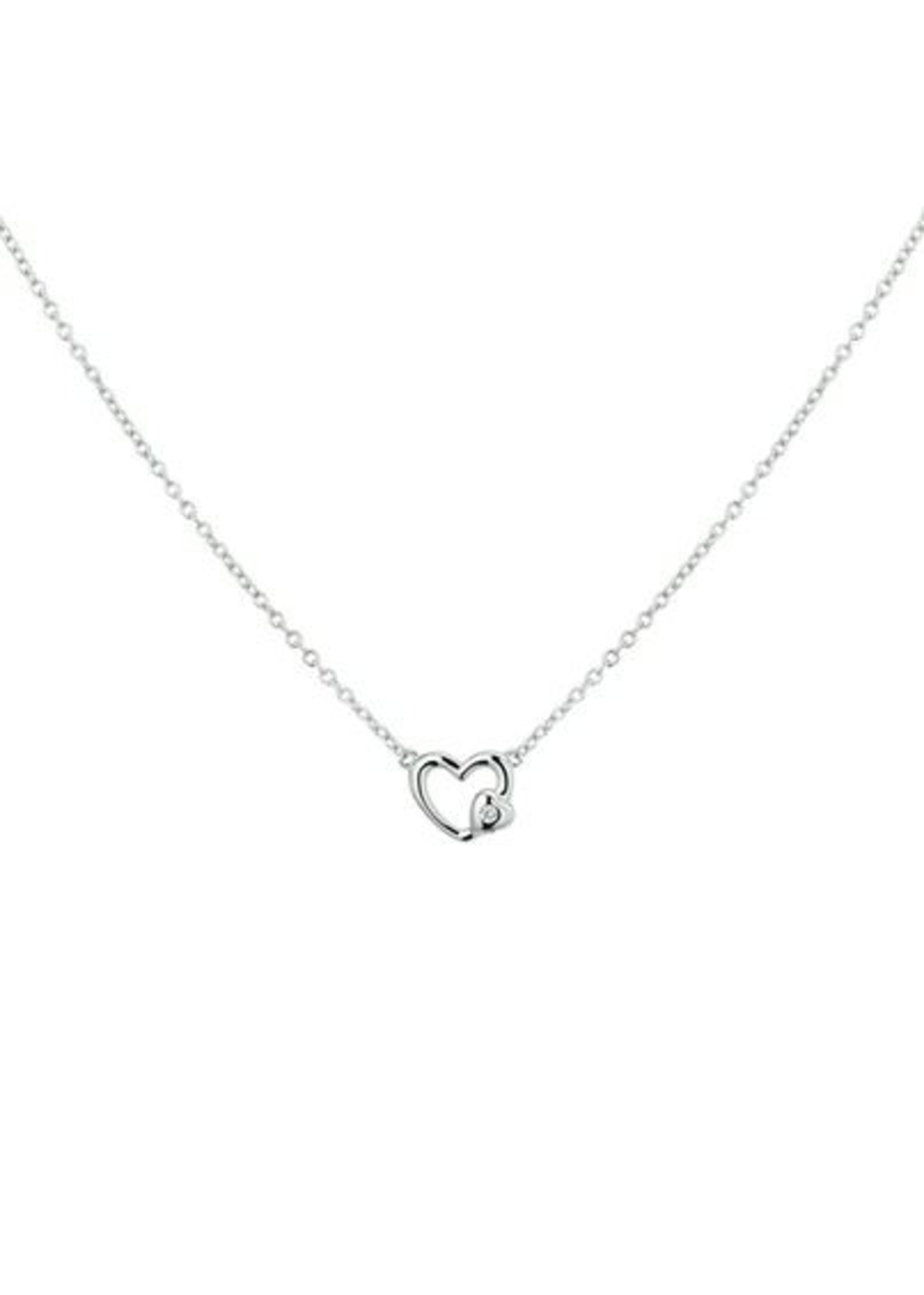 Cataleya jewels Zilveren collier hart zirkonia 40+4cm
