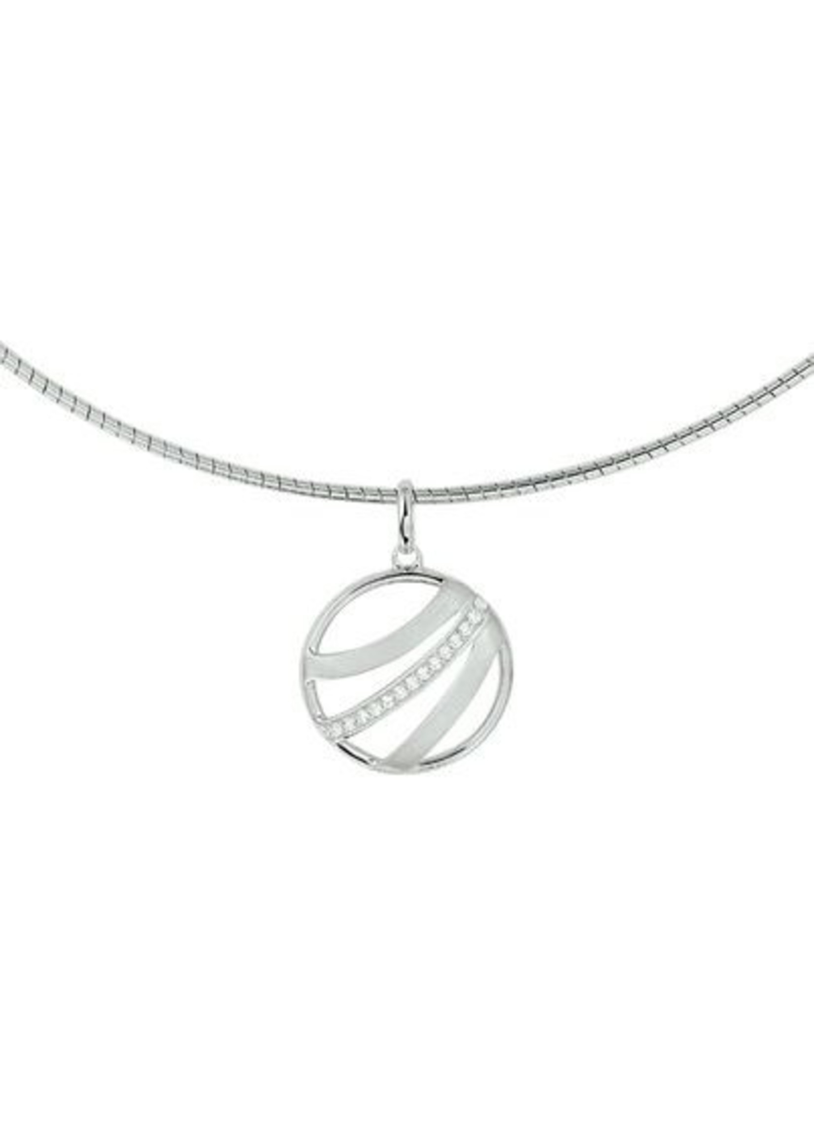 Cataleya jewels Zilveren collier rondje zirkonia 42+3cm