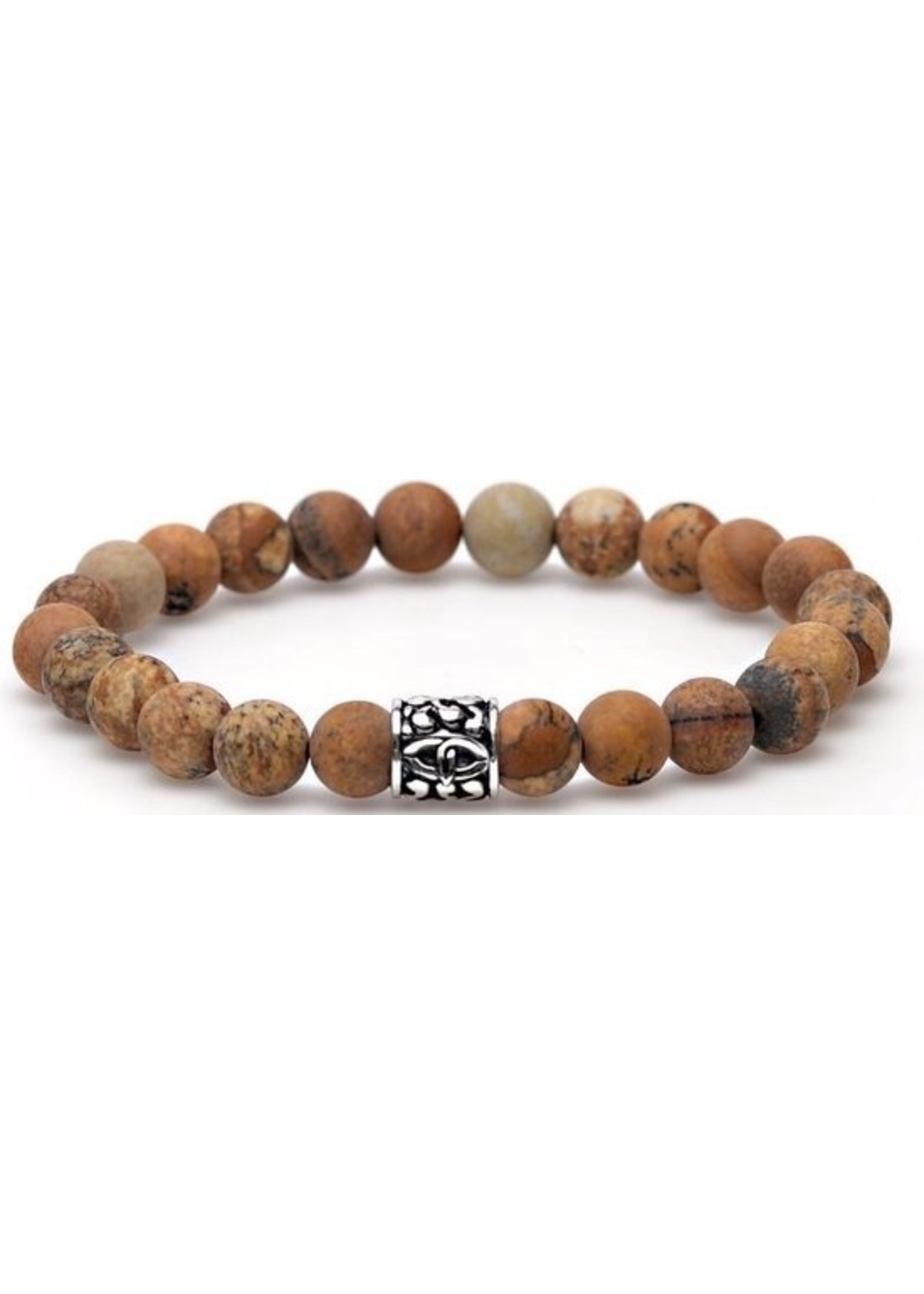 Karma Karma Woodcraft Matt Silver Logo Bead Armband 86421