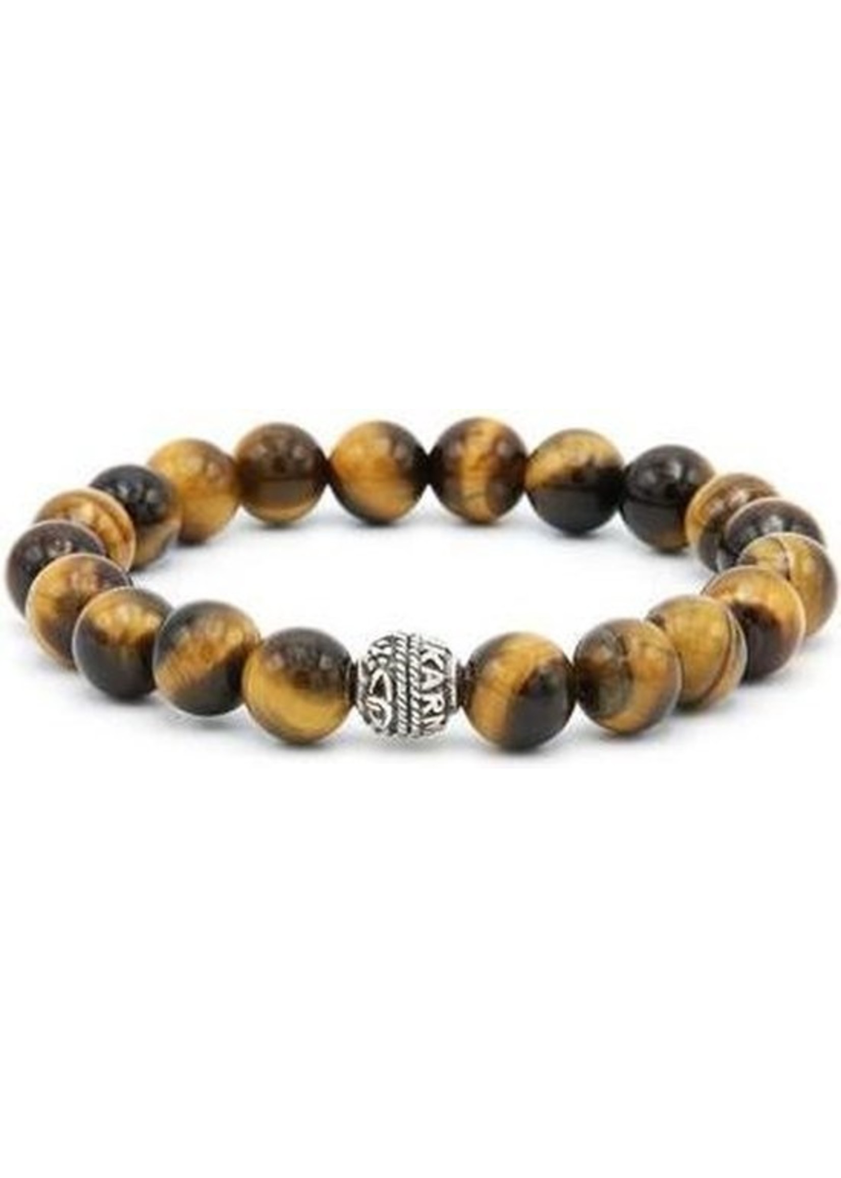 Karma Karma armband heren 96057 Tiger Eye Silver Round Logo