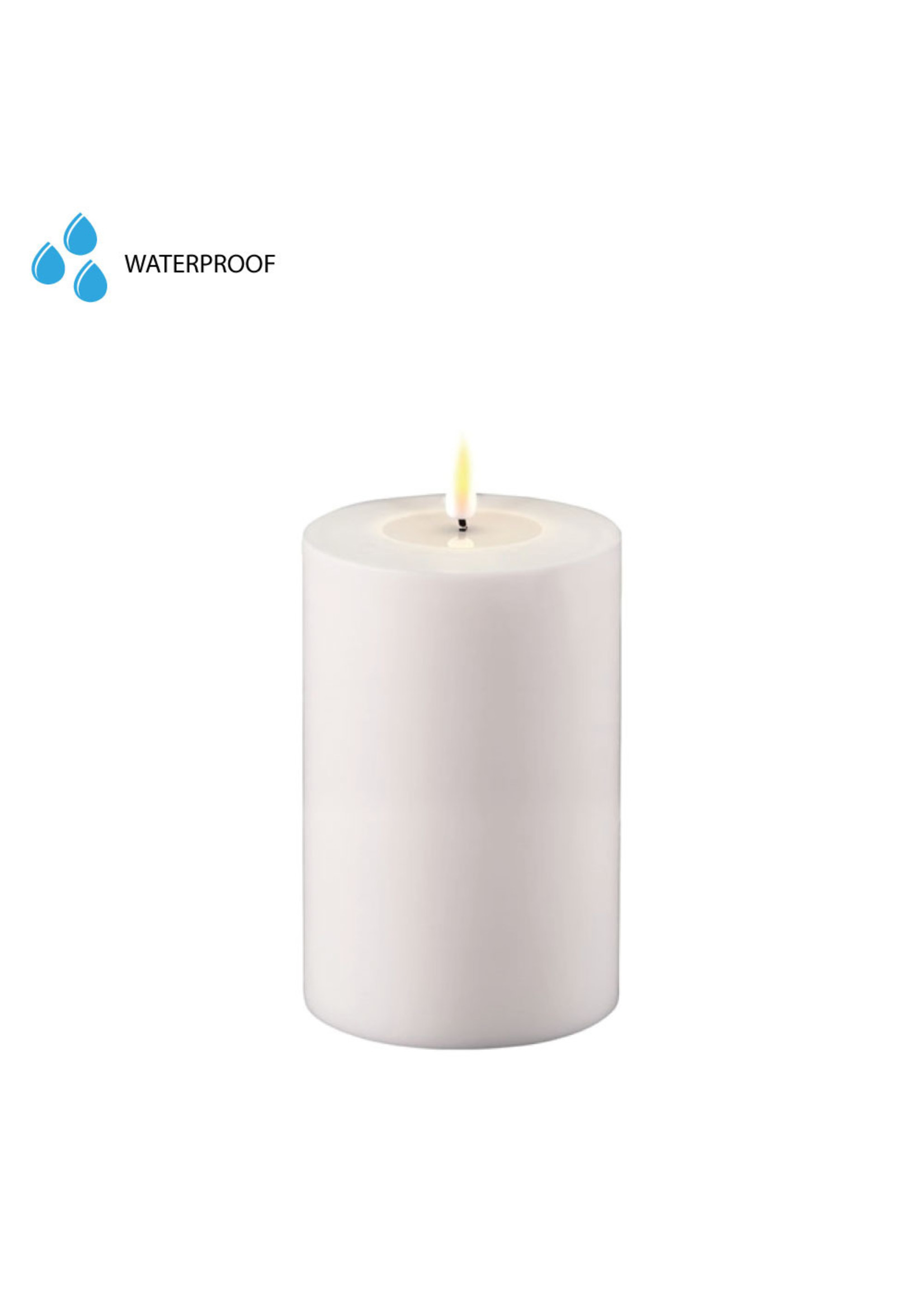 home art de luxe DELUXE HOMEART LED CANDLE REAL FLAME WHITE Ø10CM x 15CM OUTDOOR