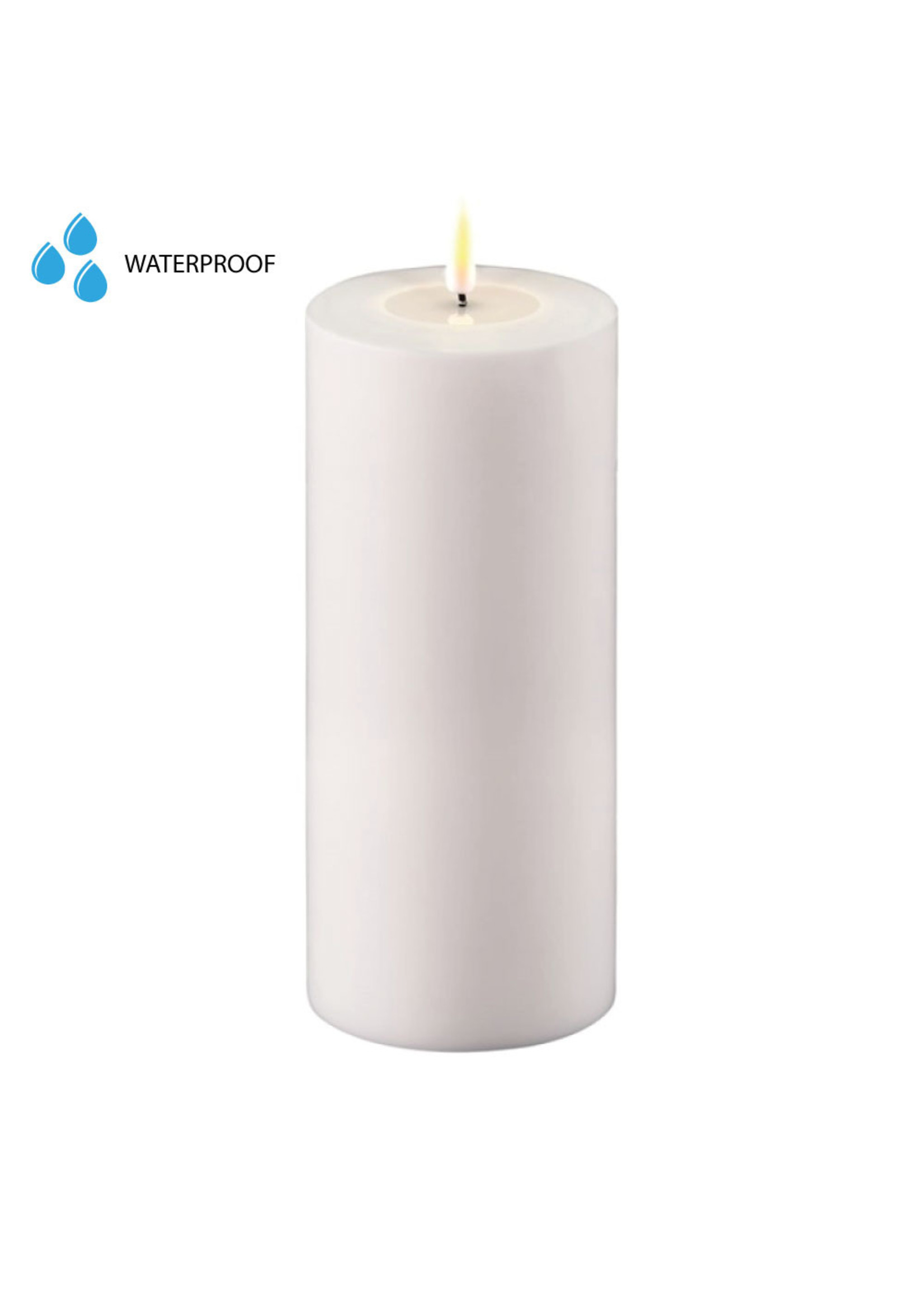 home art de luxe DELUXE HOMEART LED CANDLE REAL FLAME WHITE Ø10CM x 20CM OUTDOOR