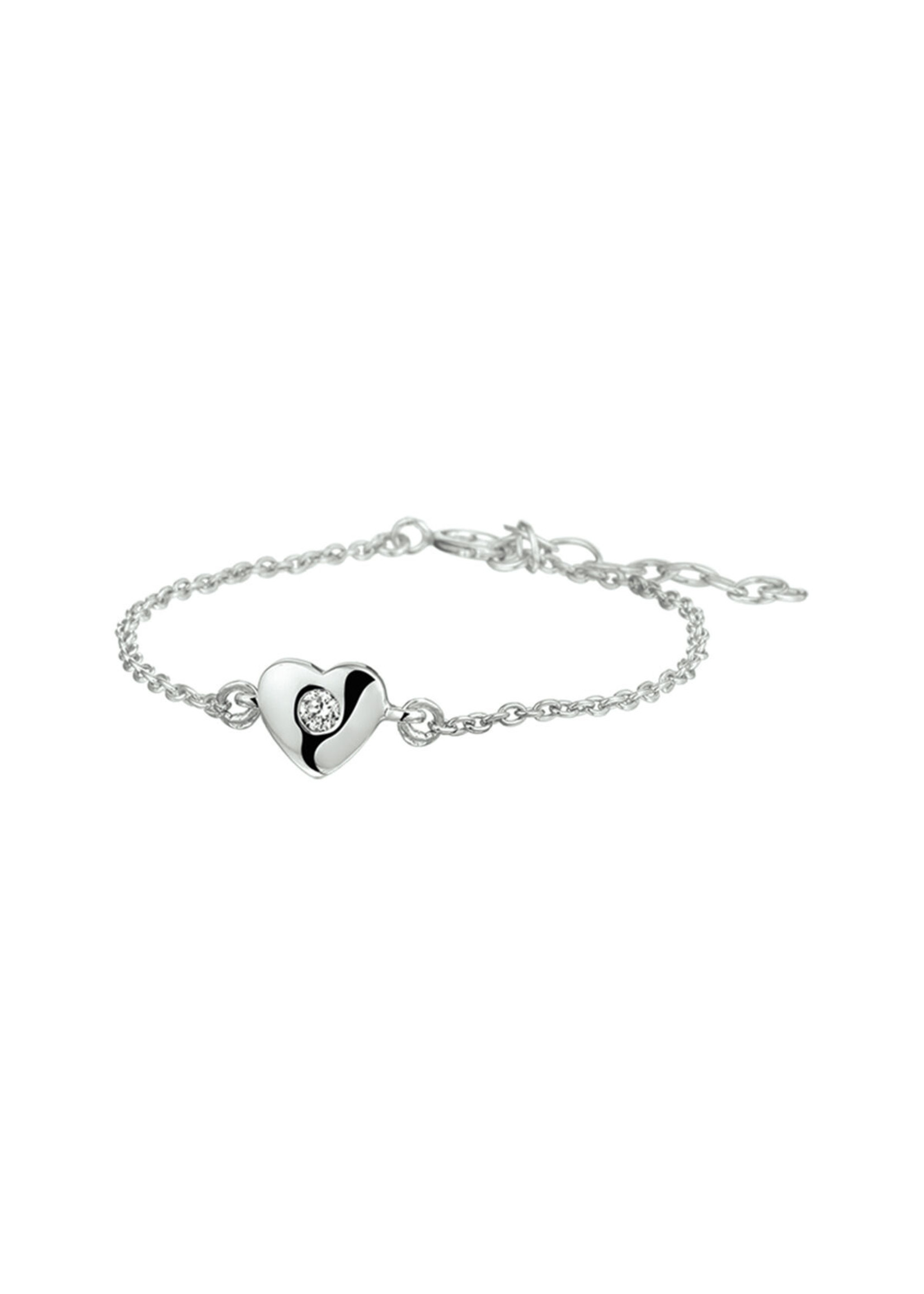 Cataleya jewels Zilveren armband hart en zirkonia 13 + 3 cm
