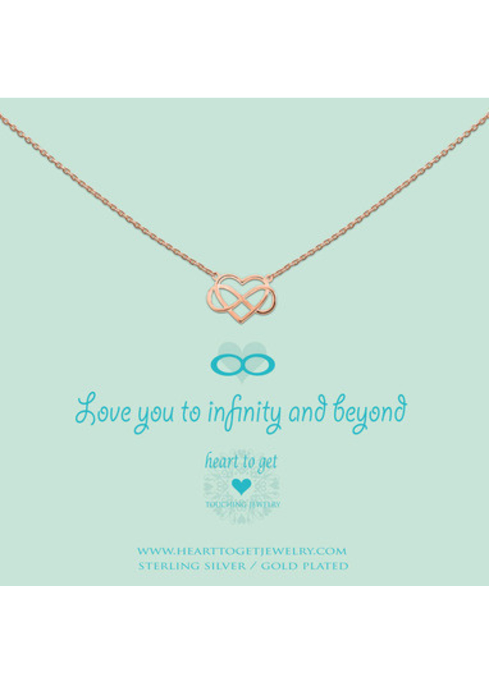 Heart to get Heart to Get - Necklace Heart Infinity Love You - zilver rosékleurig