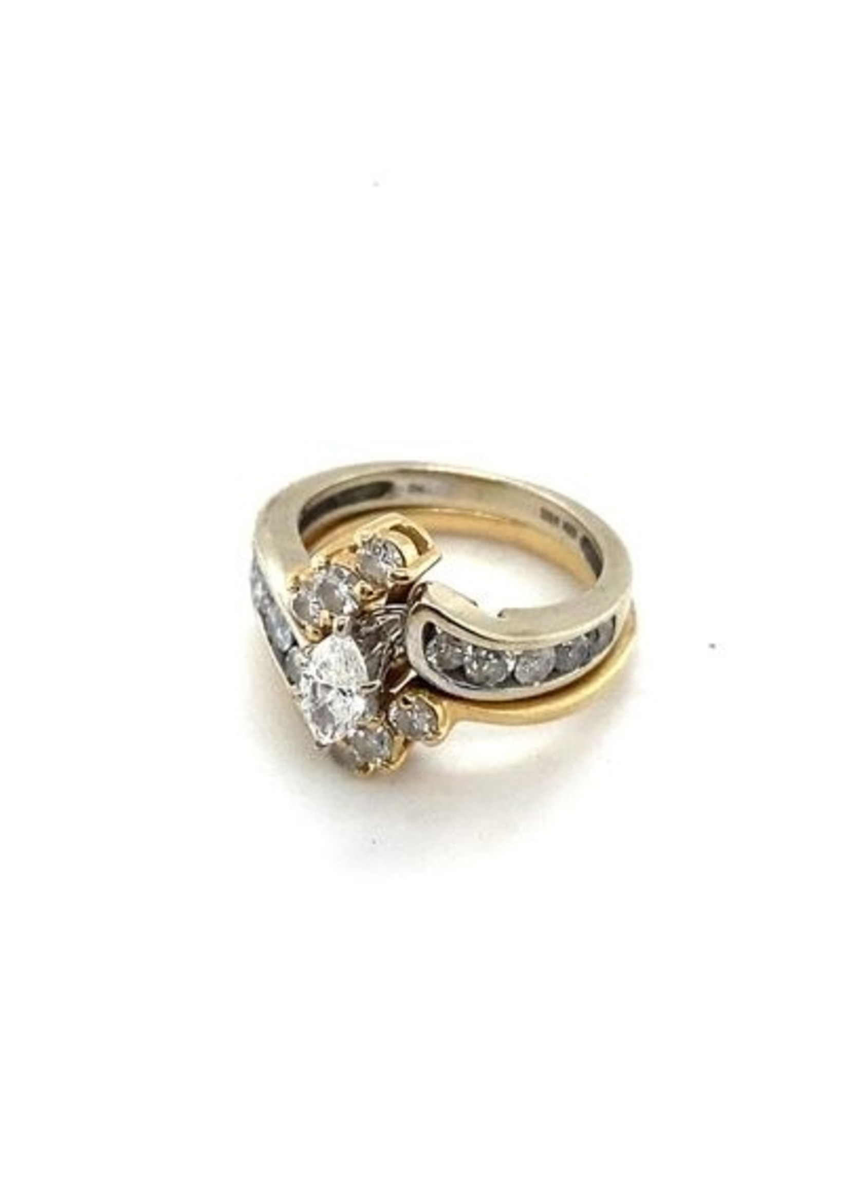 Vintage & Occasion Occasion 2 delige bicolor gouden ring met diamant ca 1.25 ct