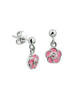 Cataleya jewels Zilveren oorhangers bloem zirkonia roze
