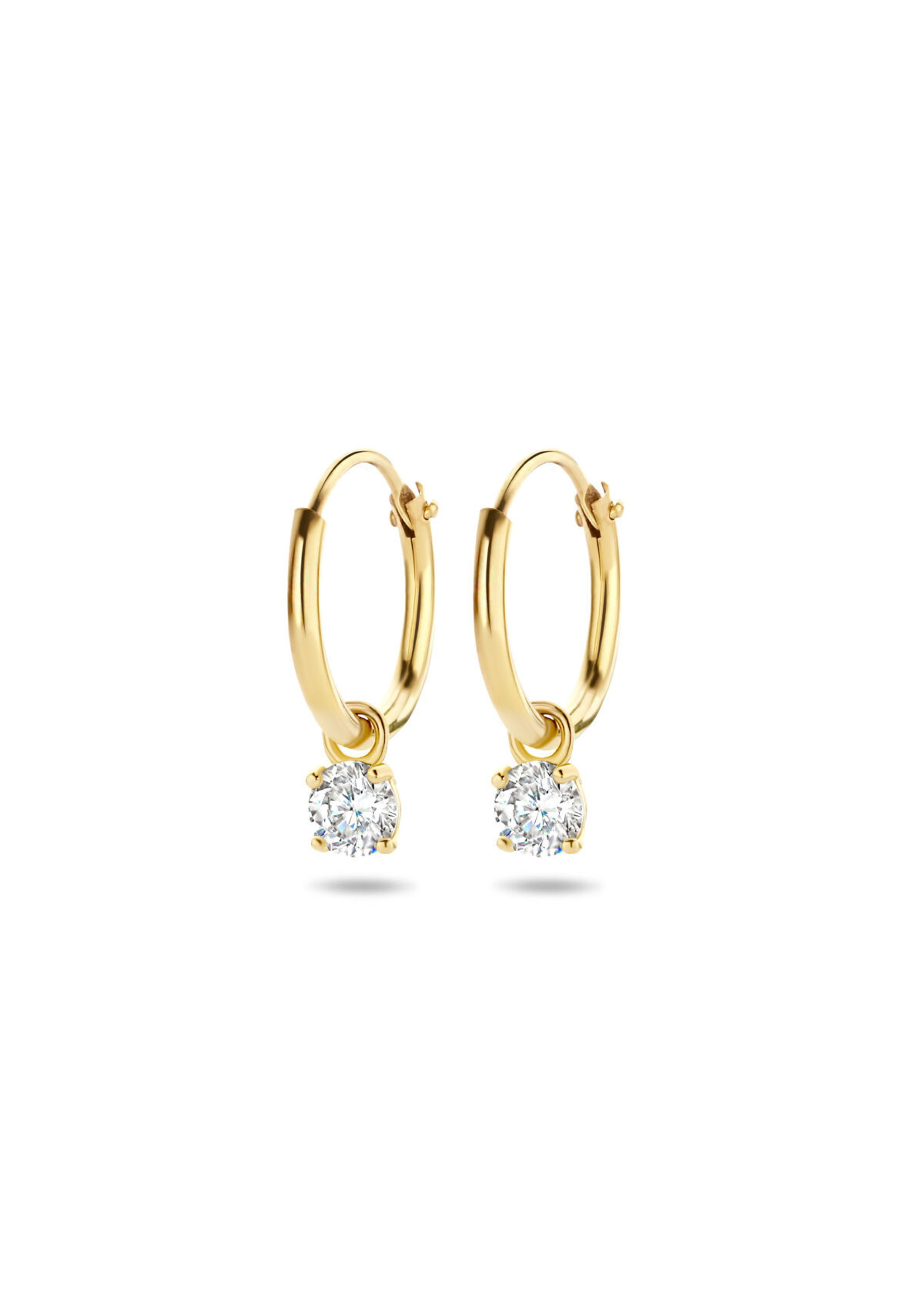 Cataleya jewels Gouden oorringen met hangers zirkonia
