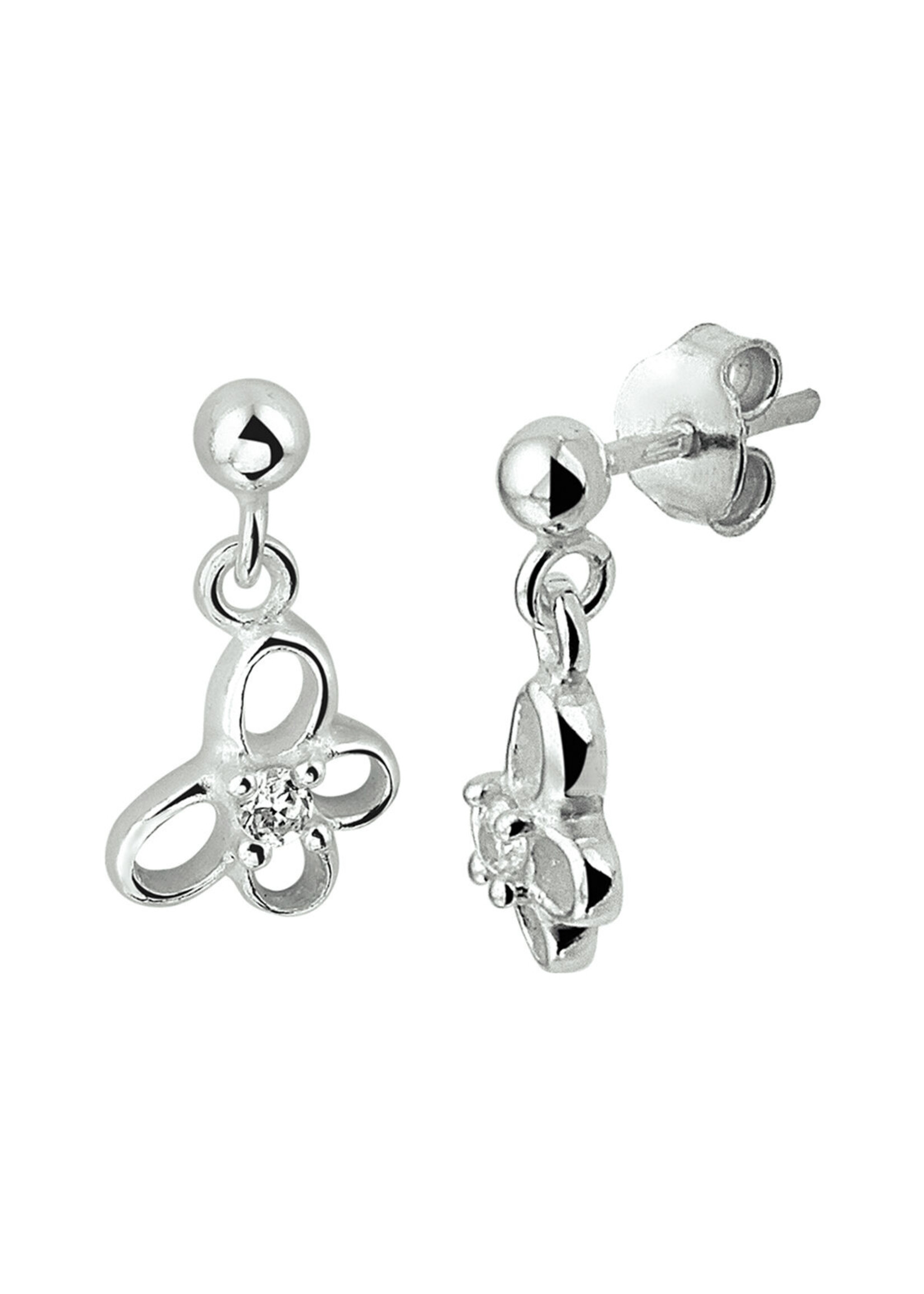 Cataleya jewels Zilveren oorknoppen vlinder zirkonia wit