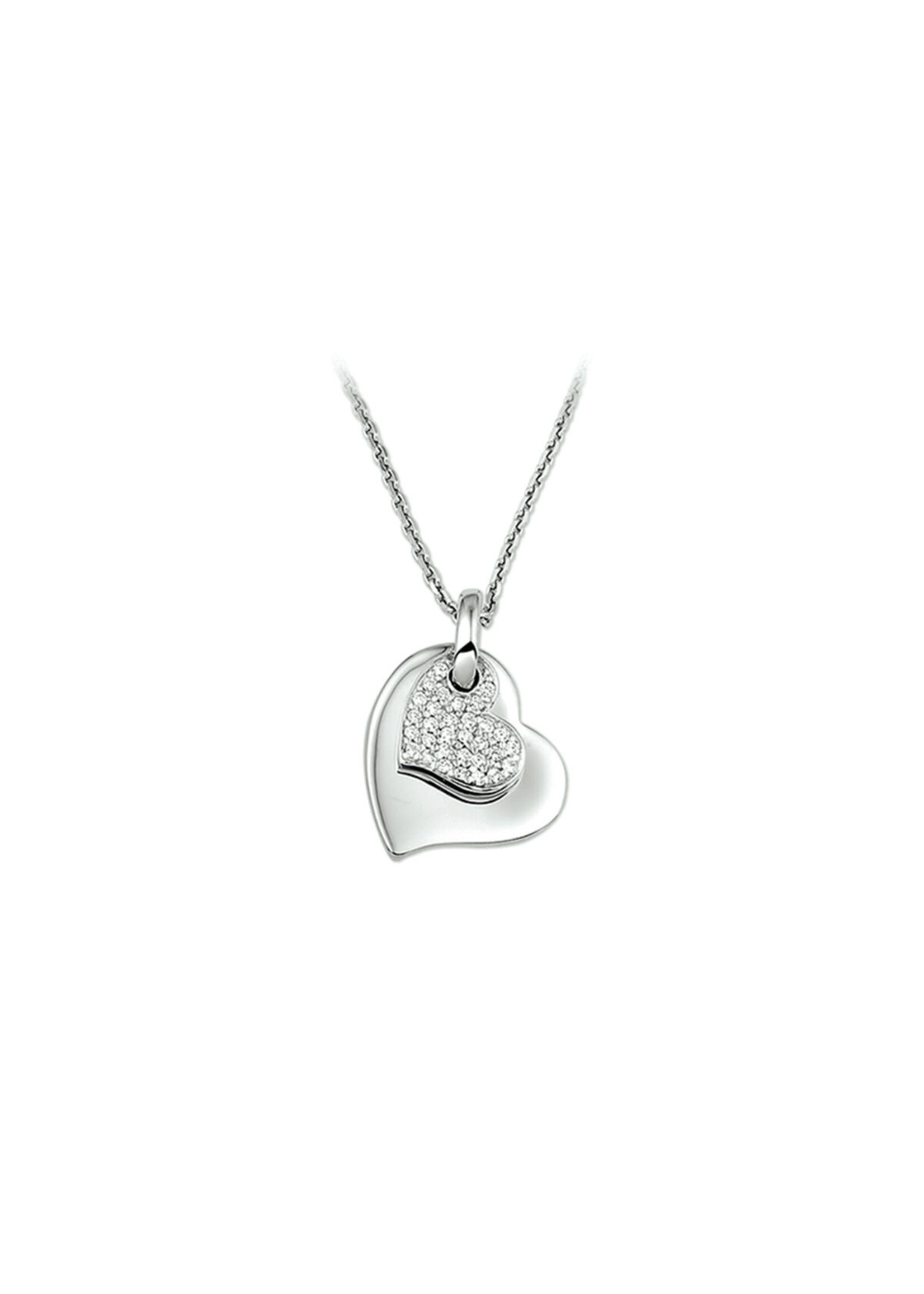 Cataleya jewels Zilveren collier hart zirkonia 1,3 mm 41 + 4 cm