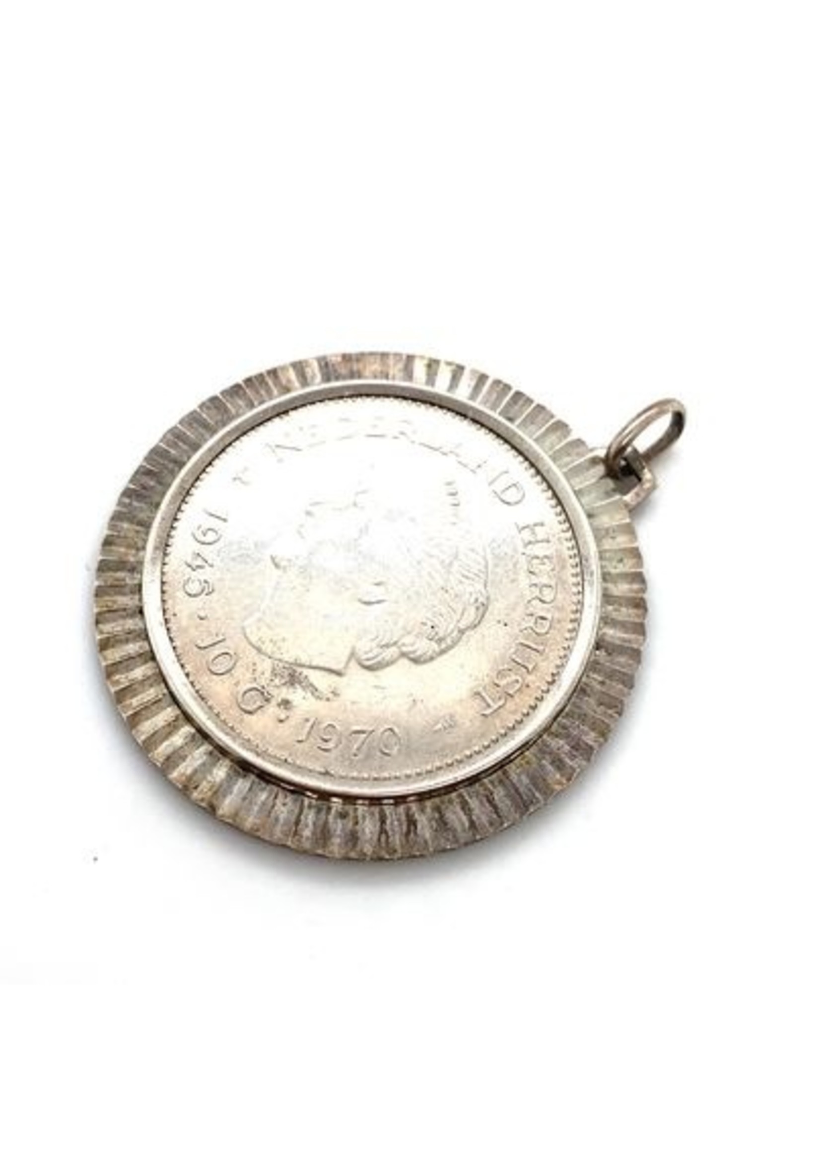 Vintage & Occasion Occasion zilver hanger met munt Juliana 10 gulden 1945-1970