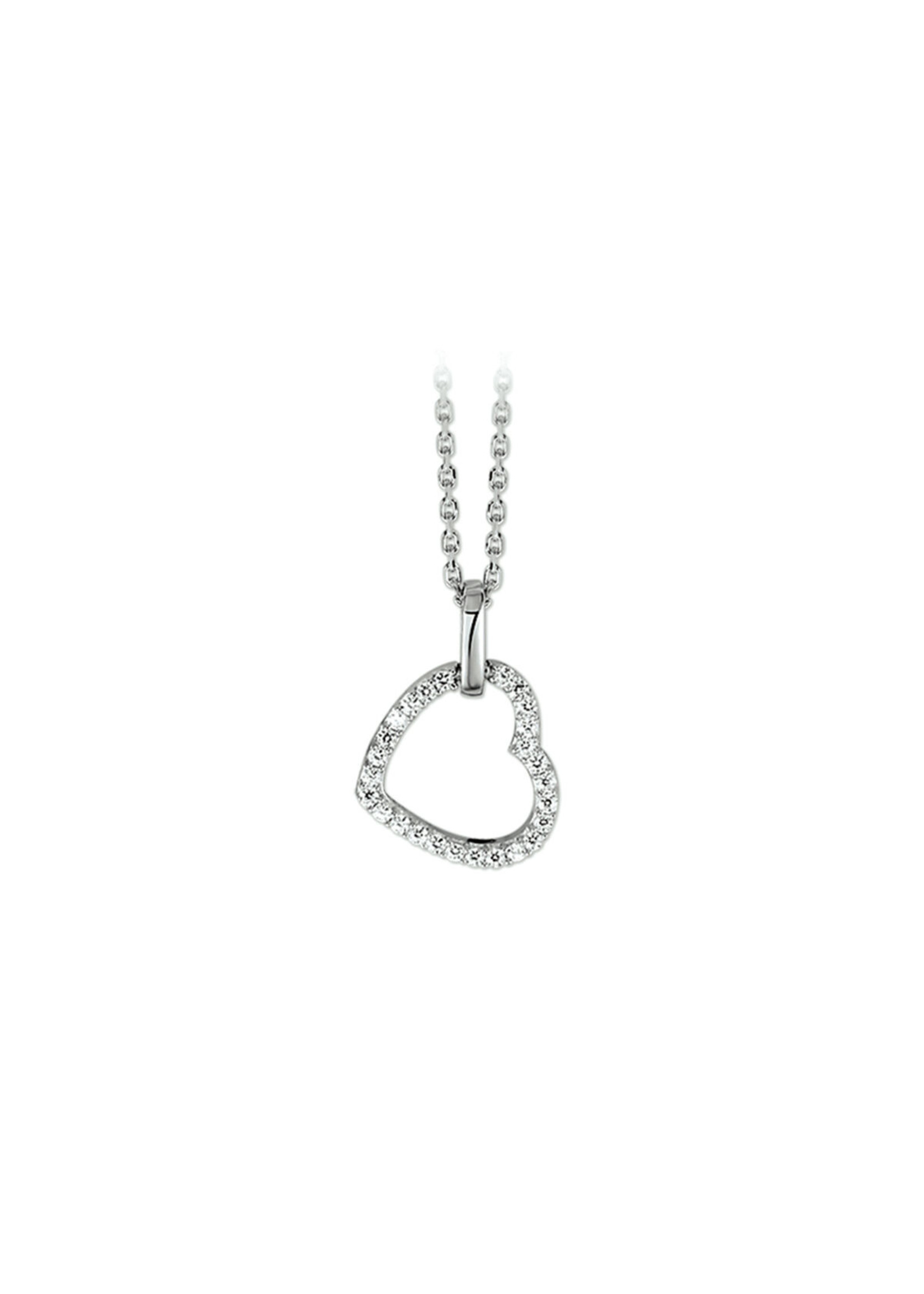 Cataleya jewels Zilveren collier hart zirkonia 41 + 4 cm