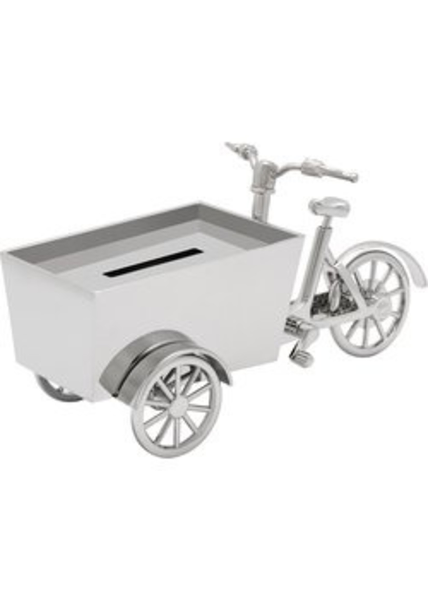 Zilverstad Zilverstad - Spaarpot Bakfiets zilver kleur