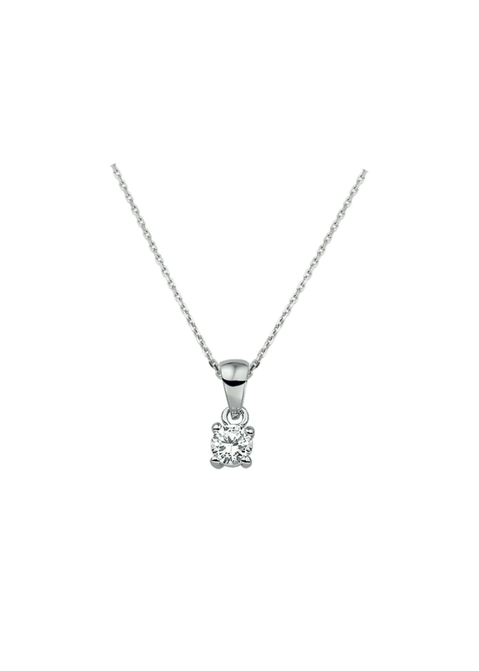 Cataleya jewels Zilveren collier hanger zirkonia 1,3 mm 45 cm
