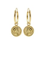 Karma Karma - Karma Oorbellen Hoops Symbols Coin 2 Goudkleurig