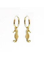 Karma Karma - Karma Oorbellen Hoops Symbols Seahorse Goudkleurig