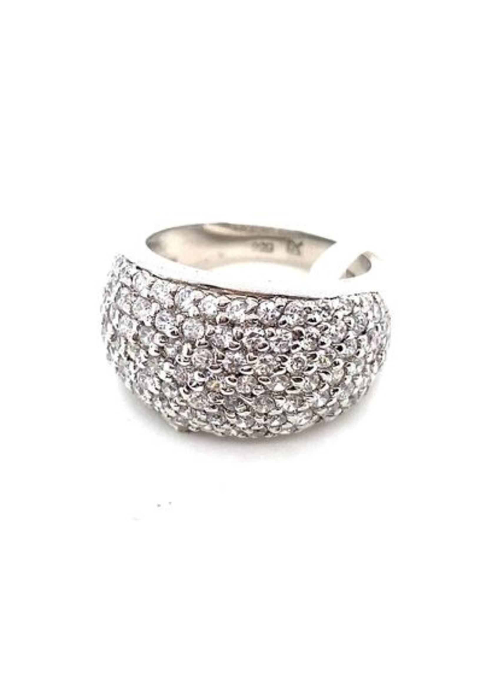 Cataleya jewels Zilveren bolle ring bezet met zirkonia's