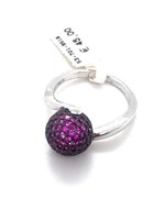 Cataleya jewels Zilveren ring met zwarte bol bezet met roze zirkonia's