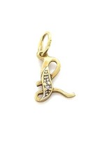 Vintage & Occasion Occasion bedel van de letter L met een diamantje 0.01ct