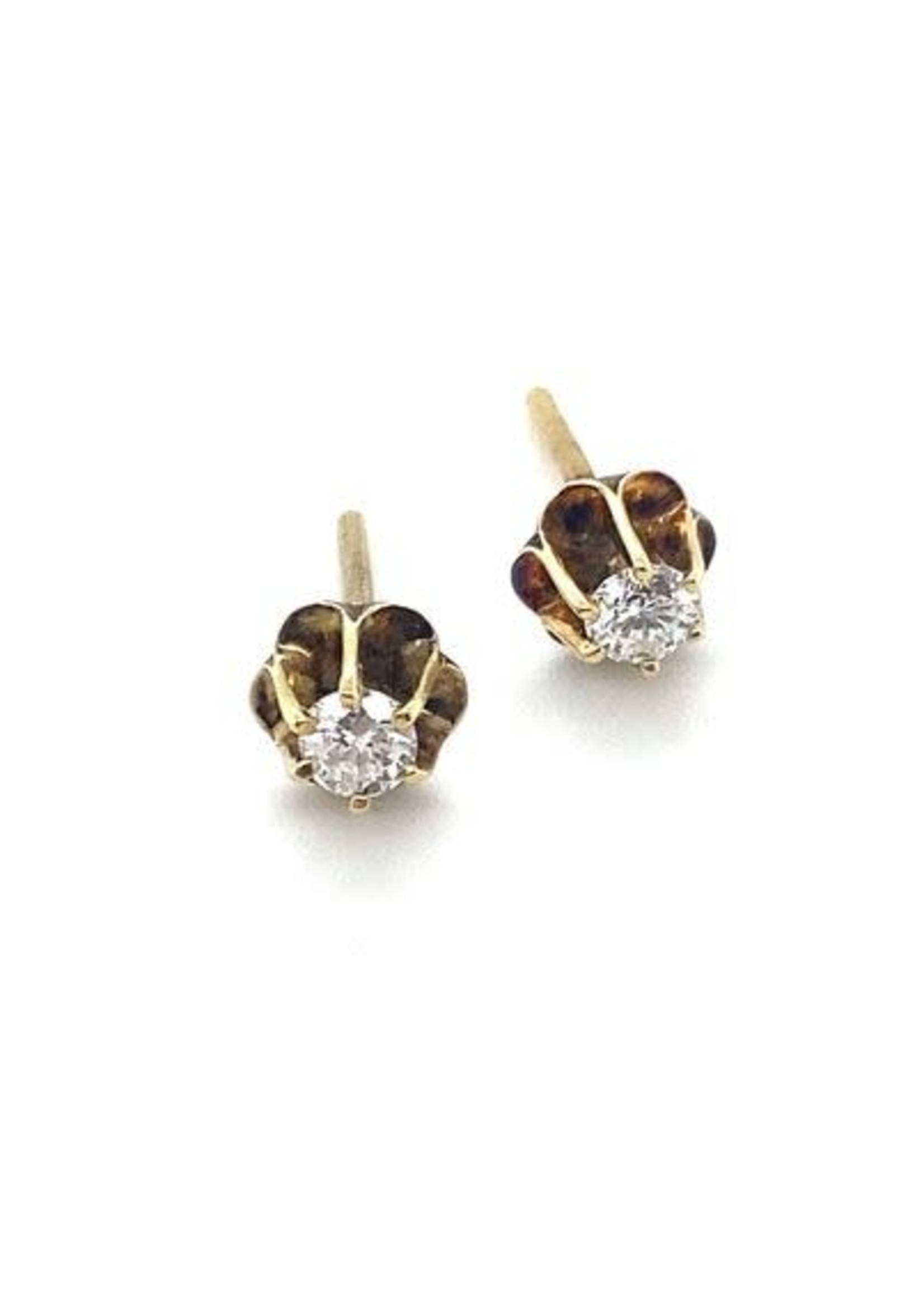 Vintage & Occasion Occasion gouden solitair oorknoppen met diamant 0.25ct