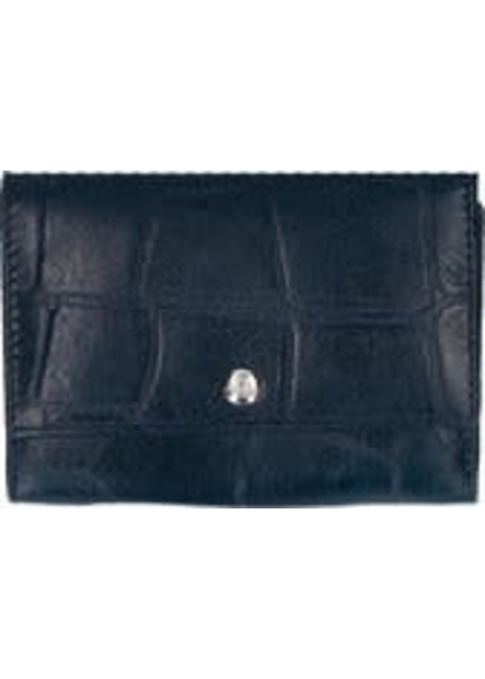 LouLou LouLou Essentiels Tri-fold portemonnees SLB Vintage Croco Blauw