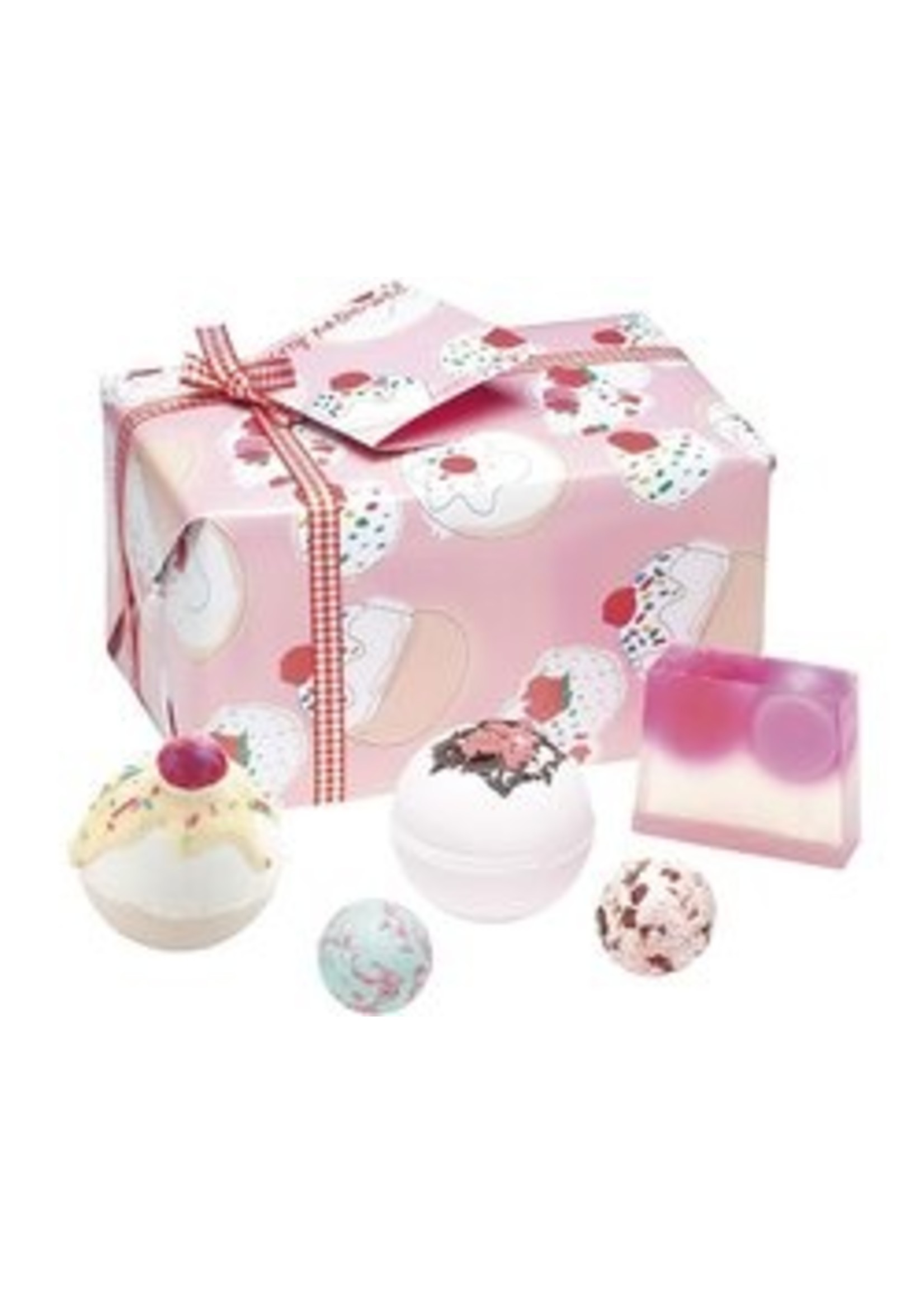 bomb Cadeau Bad Geschenkset "Cherry Bathe-well" met handgegoten zeep, bath bombs en meer!