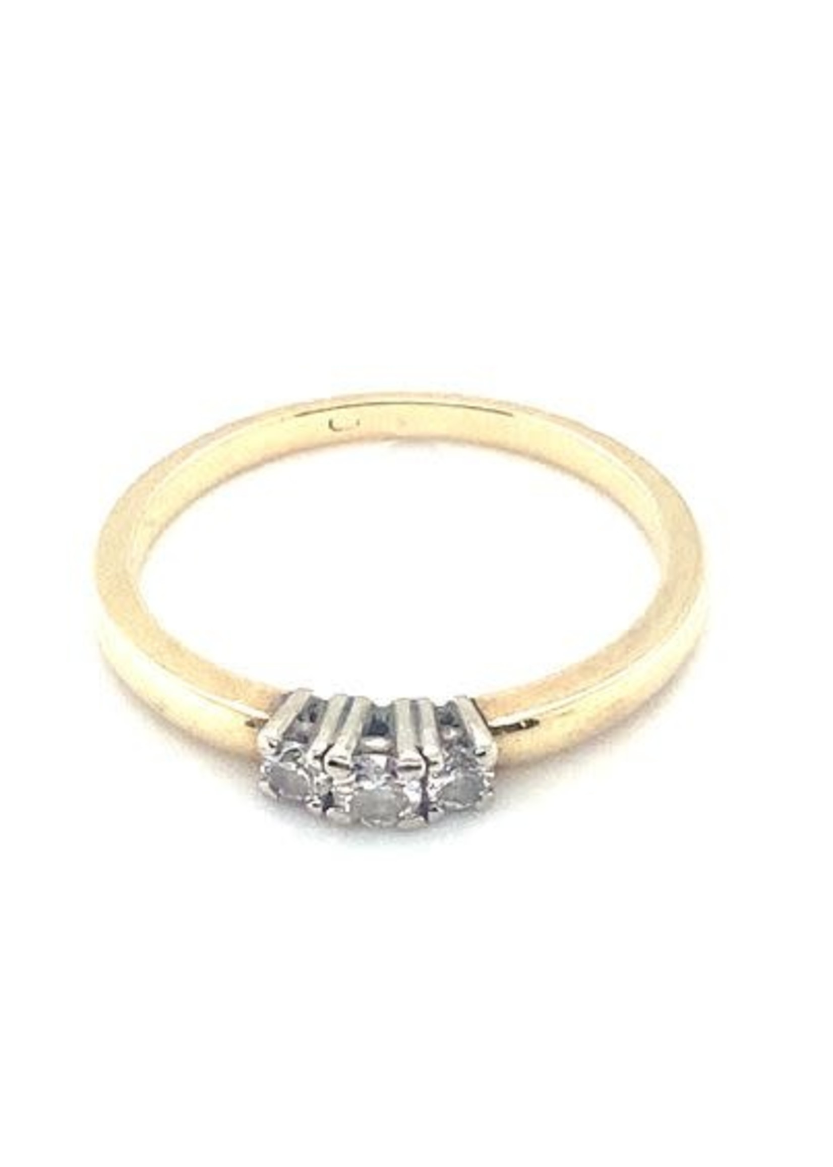 Vintage & Occasion Occasion bicolor gouden ring met 3 diamanten 0.20ct