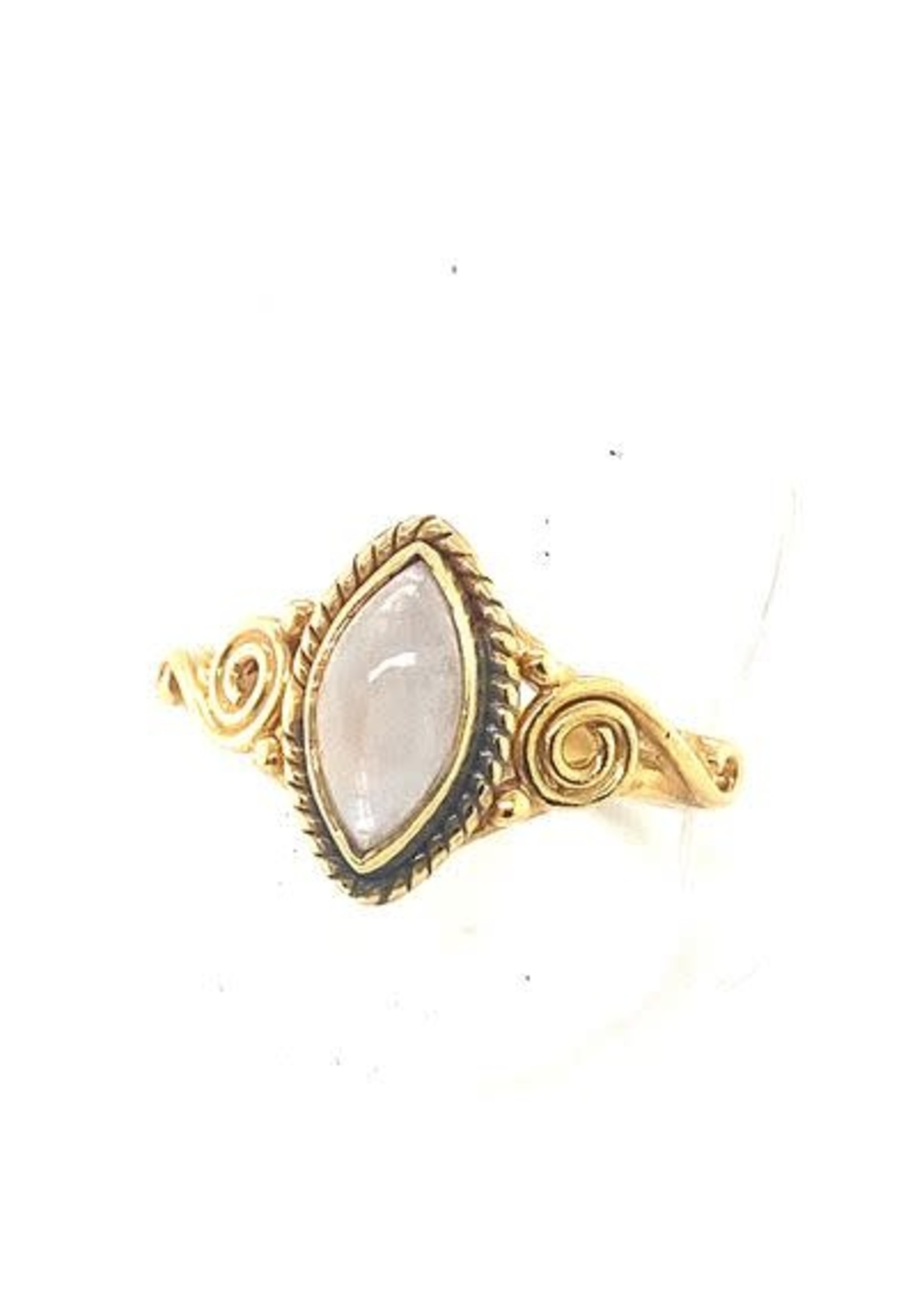 Vintage & Occasion Occasion sierlijke zilveren goldplated ring met maansteen