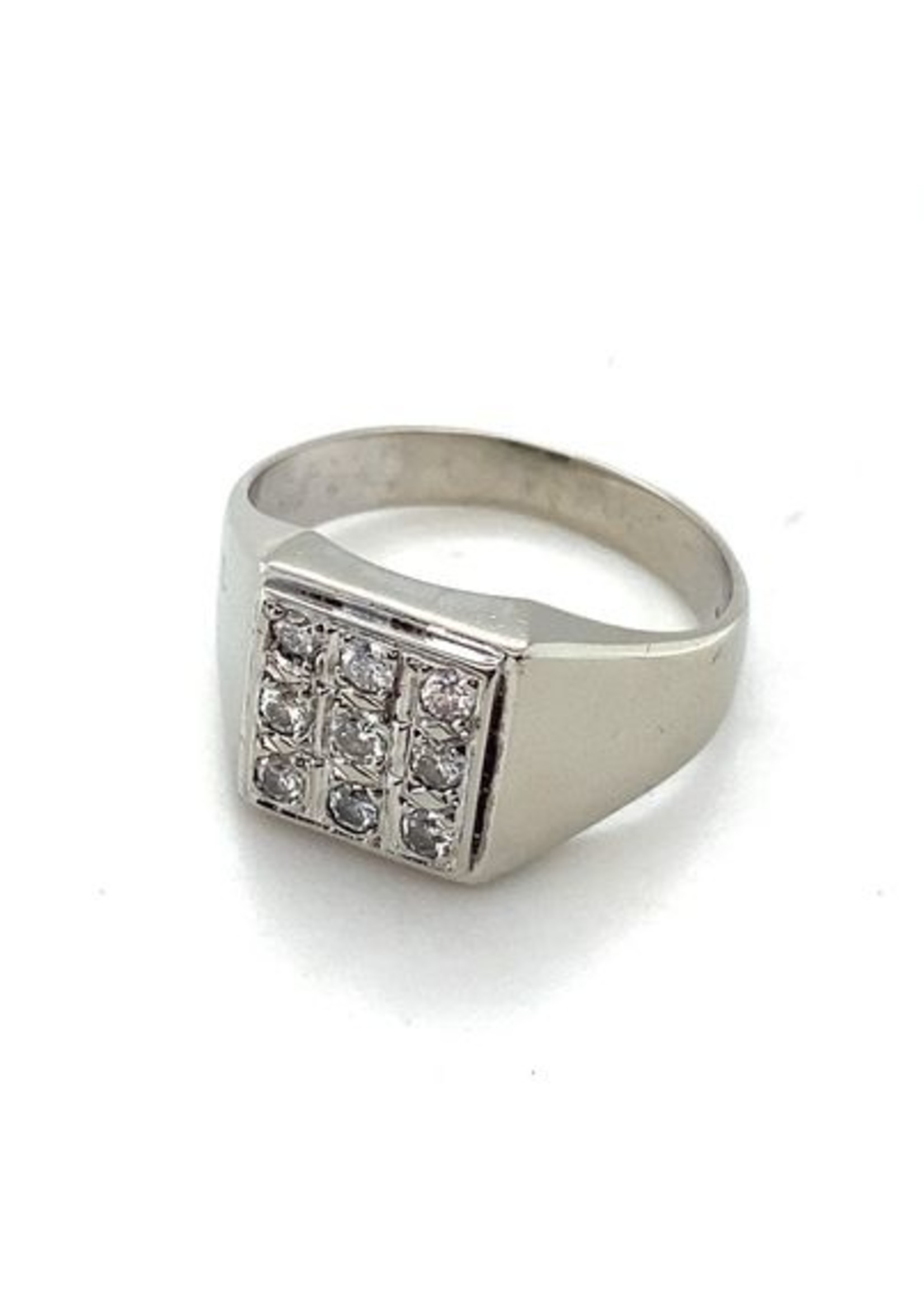 Vintage & Occasion Occasion witgouden herenring met diamant 0.36ct in nieuwstaat