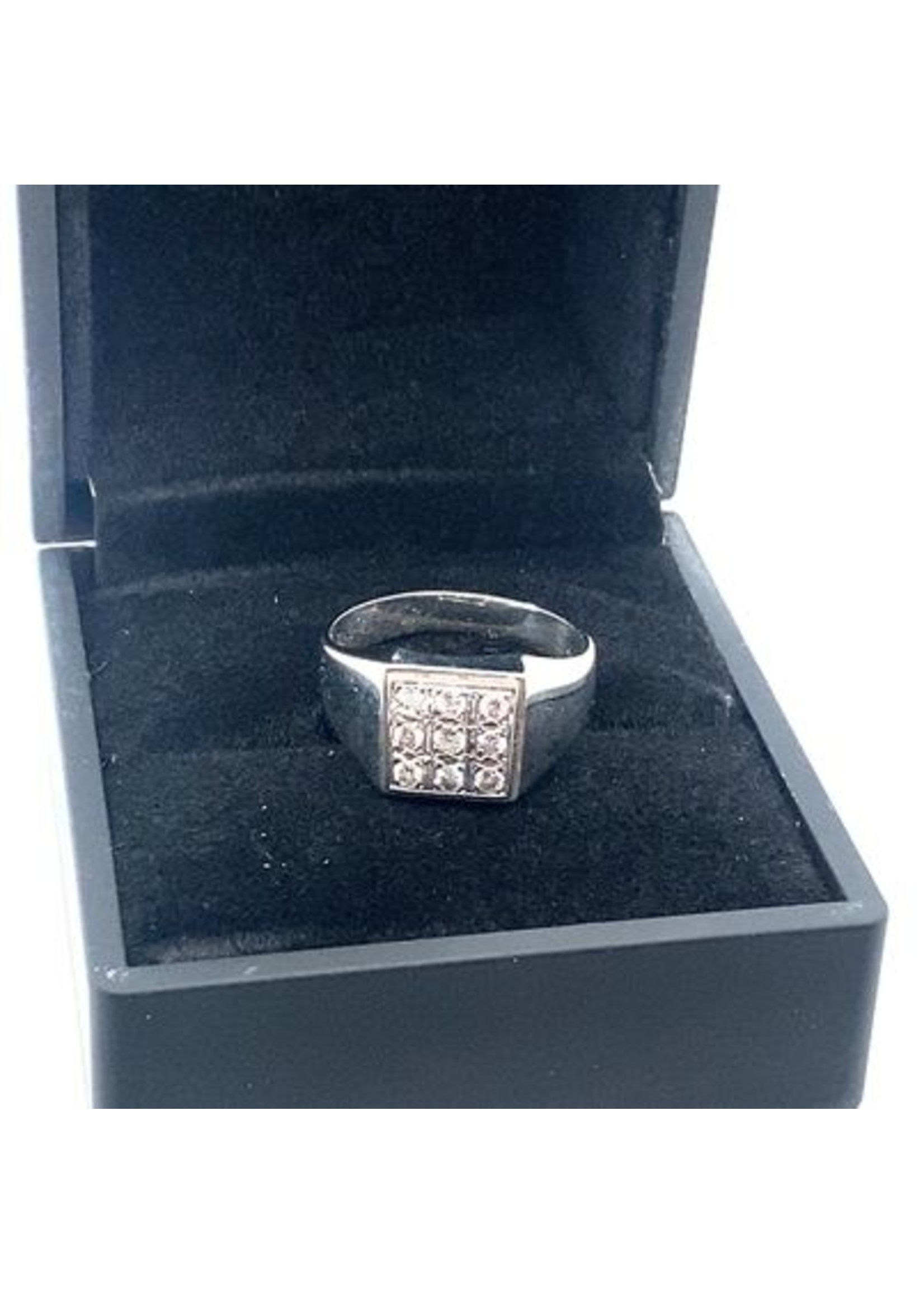 Vintage & Occasion Occasion witgouden herenring met diamant 0.36ct in nieuwstaat