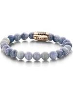 frank Frank 1967 - 7FB-0055 - Rekbare Natuurstenen Armband - Aventurijn Steen met Stalen element - 8 mm/ 20 cm - Rosékleurig/ Blauw