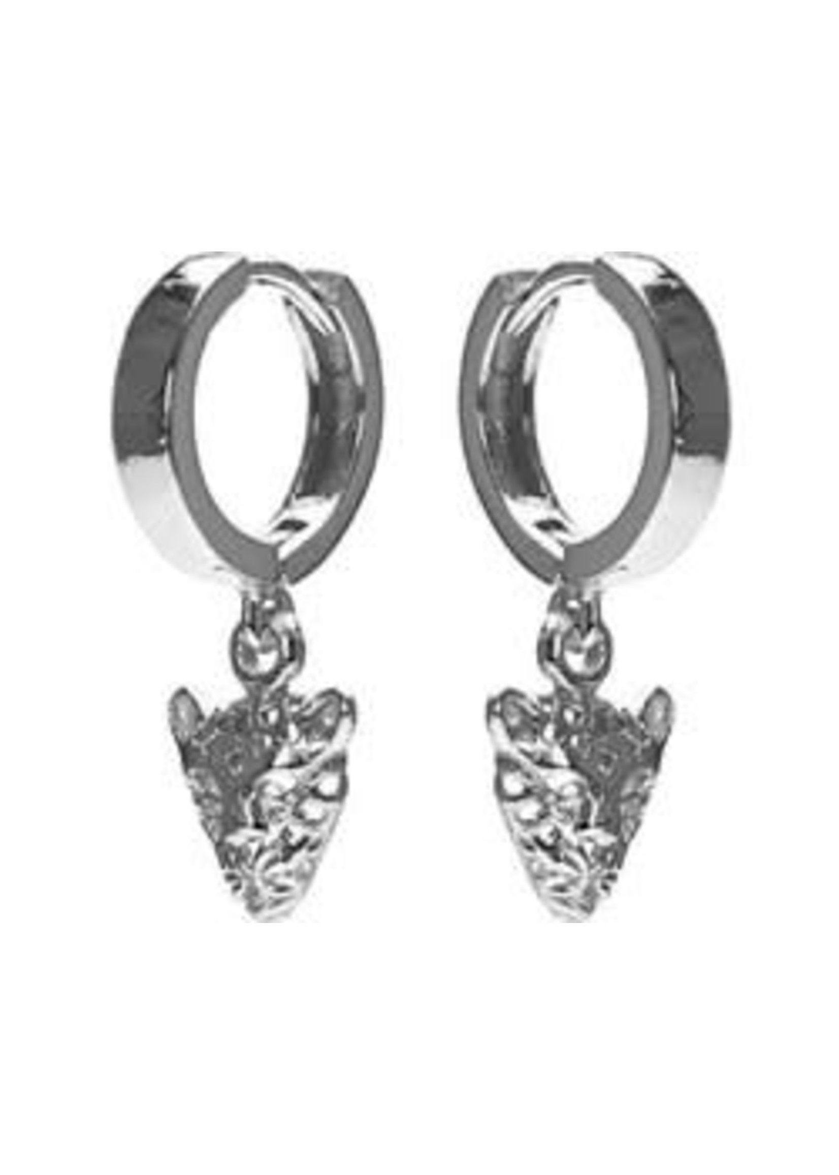 Karma Karma 925 Sterling Zilveren Hinge Hoops Leopard Oorbellen - Zilver