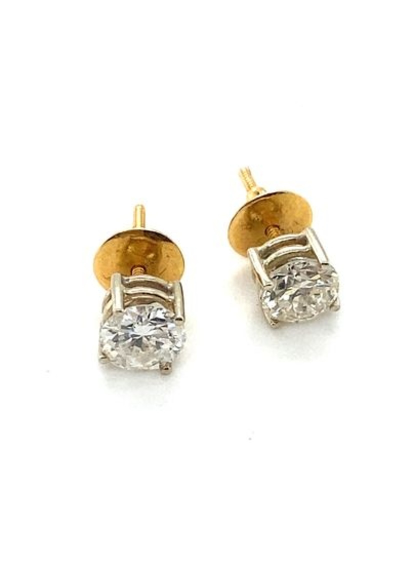 Vintage & Occasion Occasion geelgouden solitair oorknoppen met 1.50ct diamant