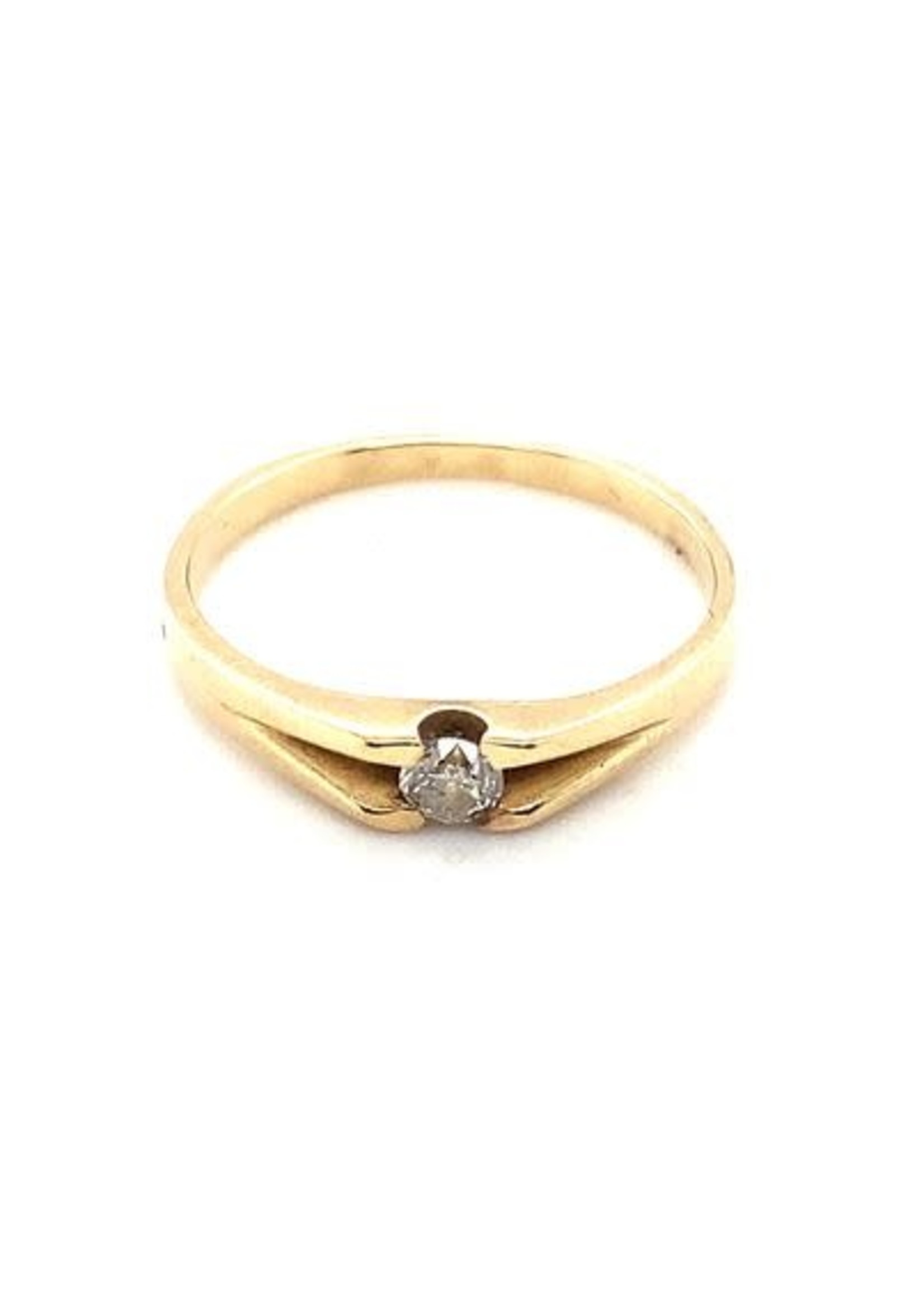 Vintage & Occasion Occasion gouden solitair ring met diamant 0.14ct